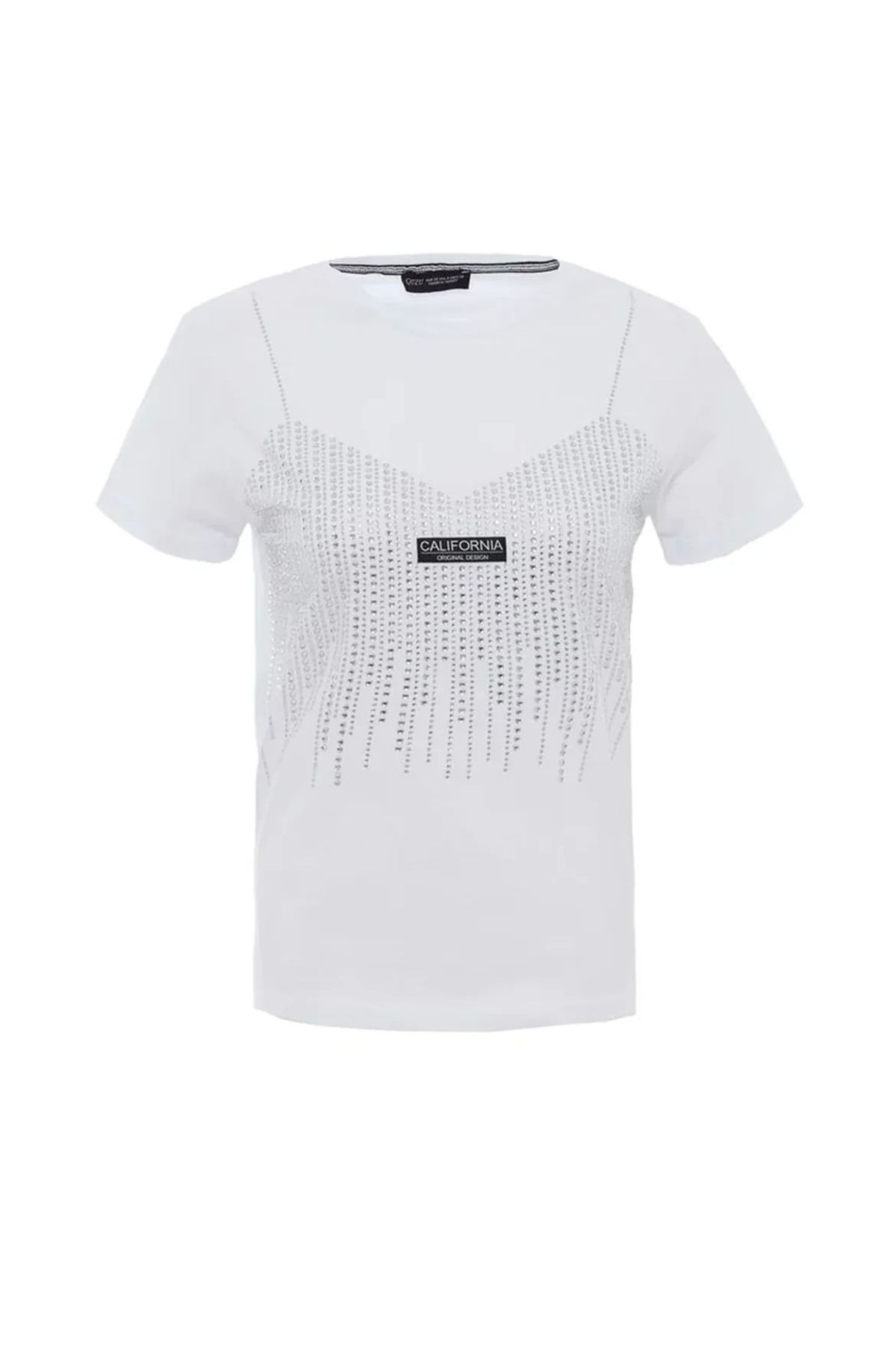 Taş detaylı beyaz tshirt