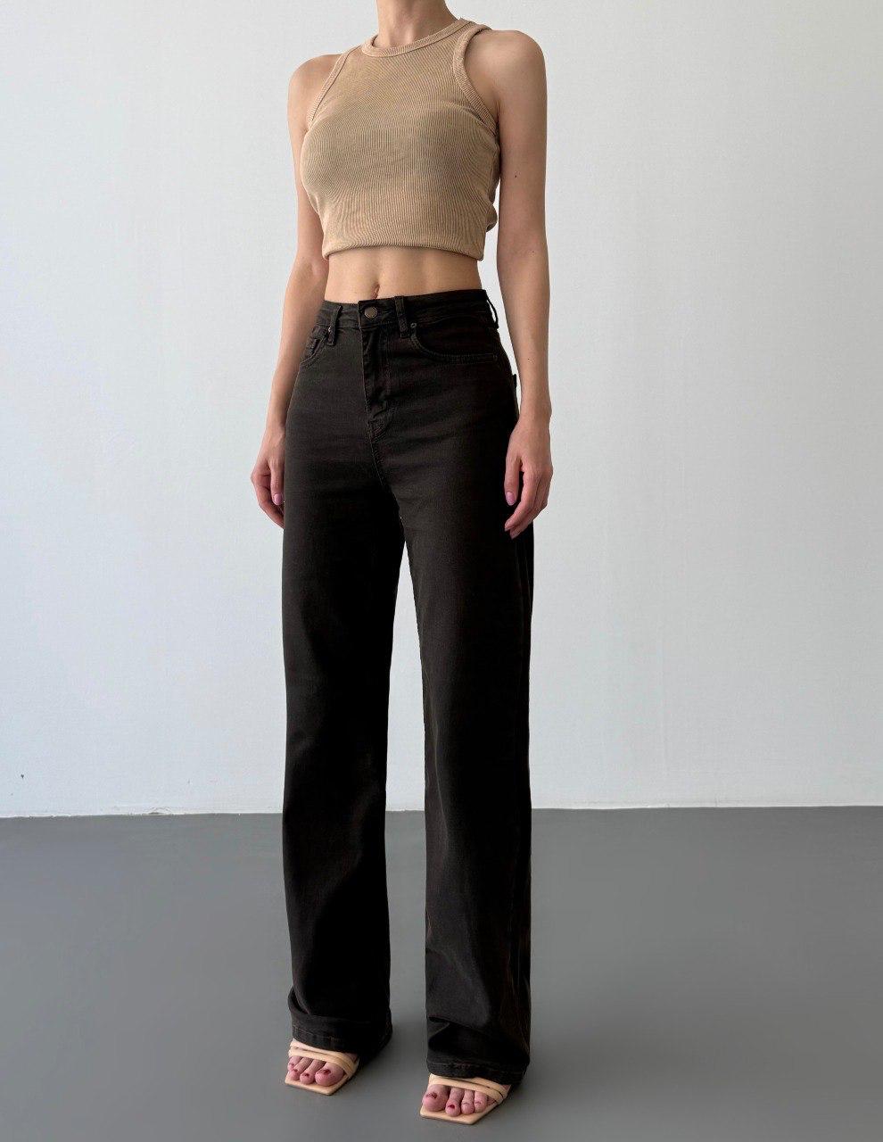 Nita Yüksek Bel Acı Kahve Wide Leg Jean