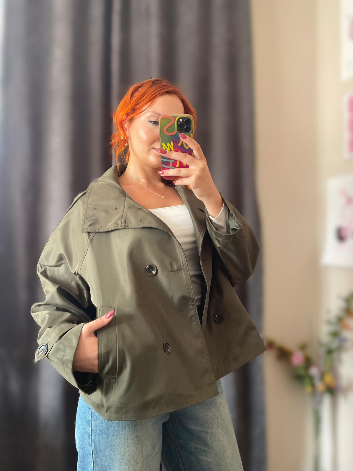 Su İtici Oversize Kuşaklı Trençkot