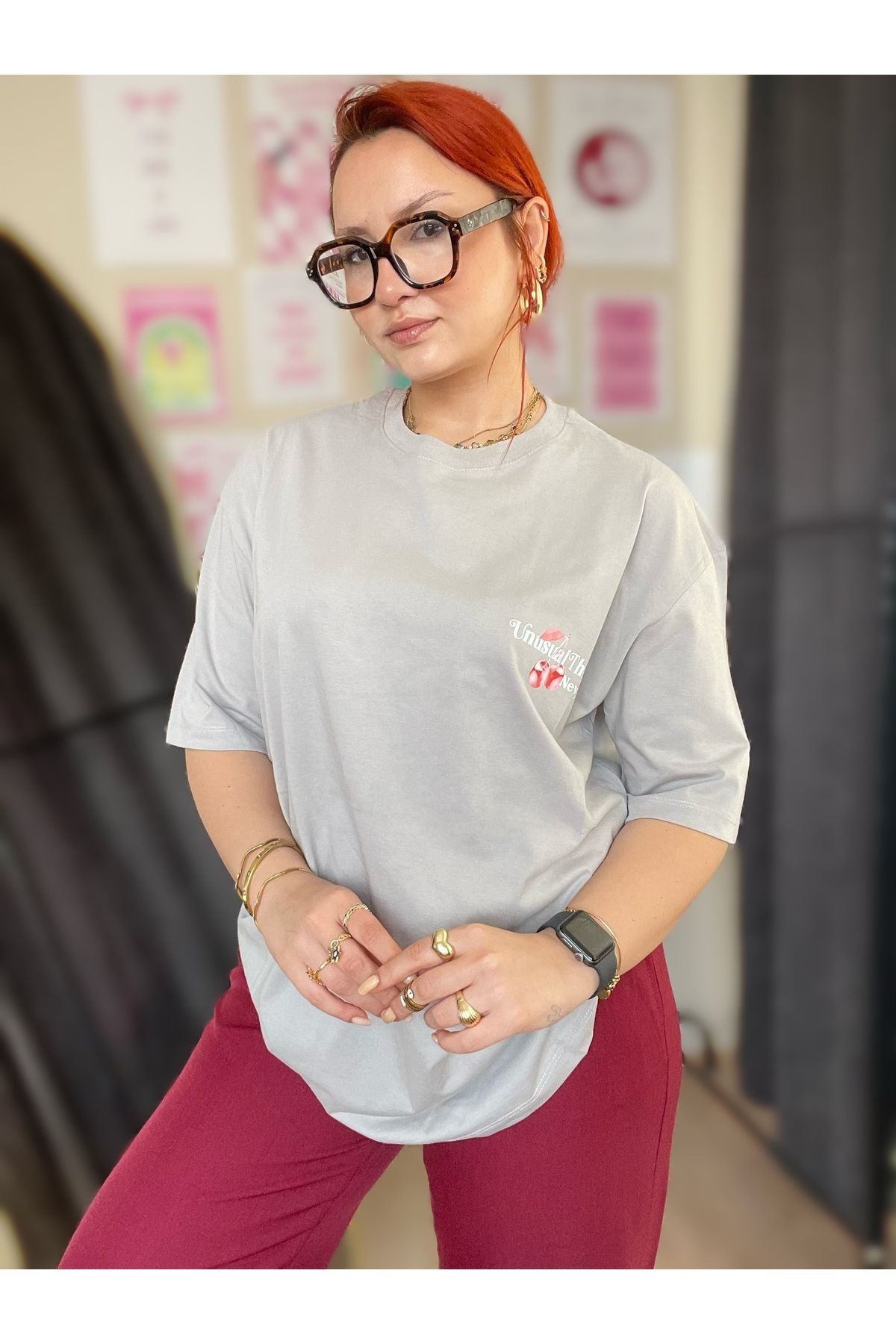 Oversize Arkası Baskılı Tshirt
