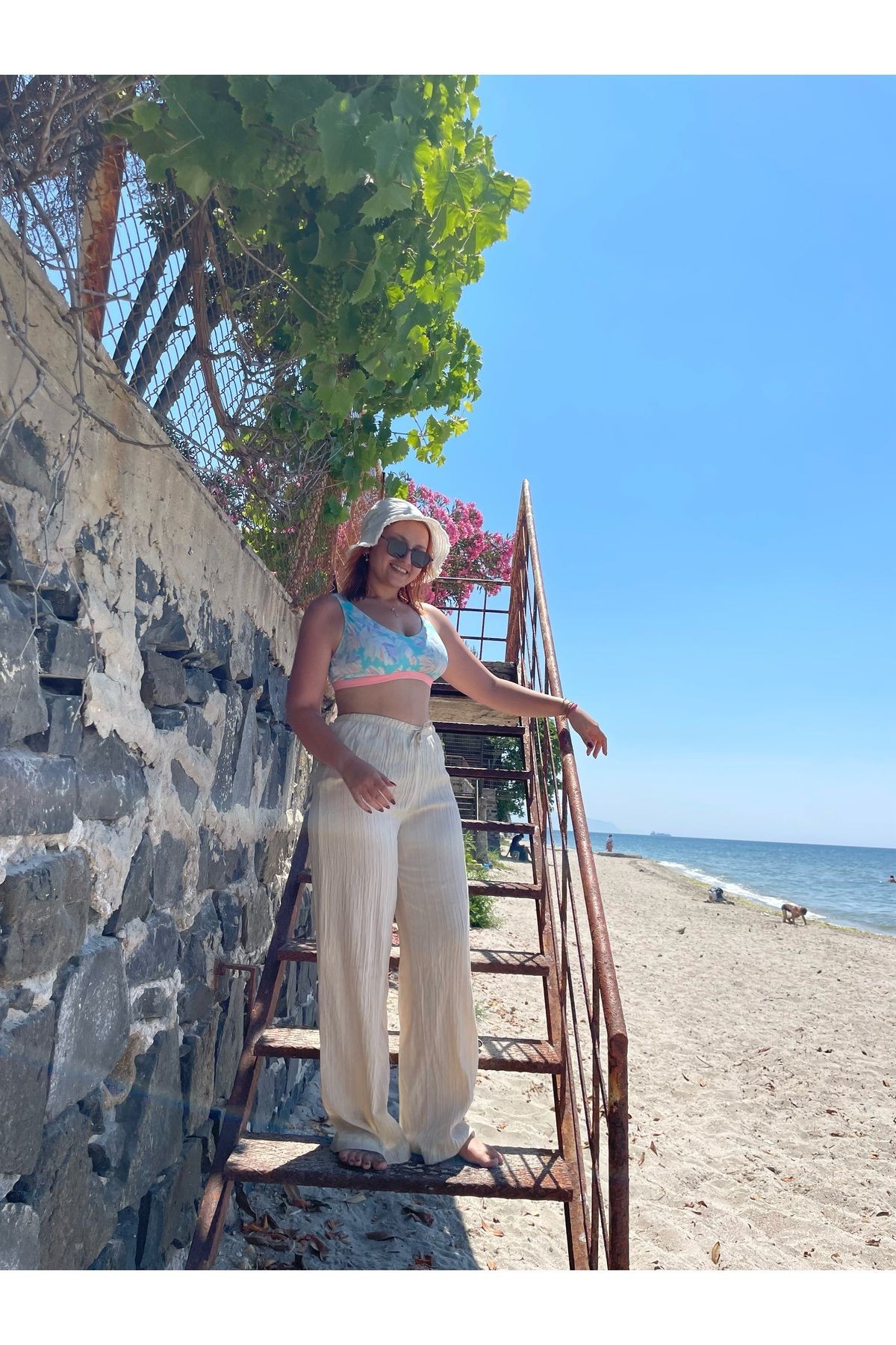 Beli Lastikli Palazzo Plaj Pantolon