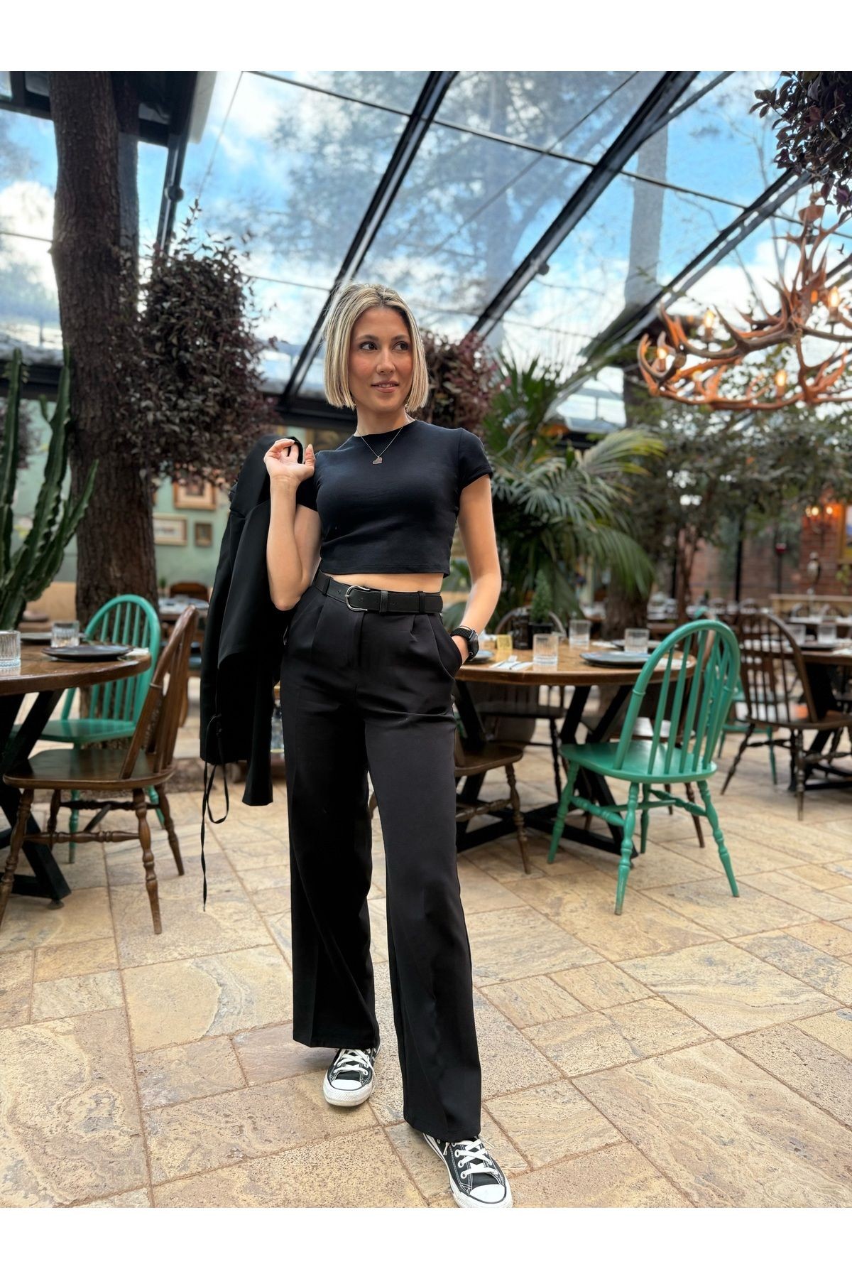 Siyah Kumaş Pantalon
