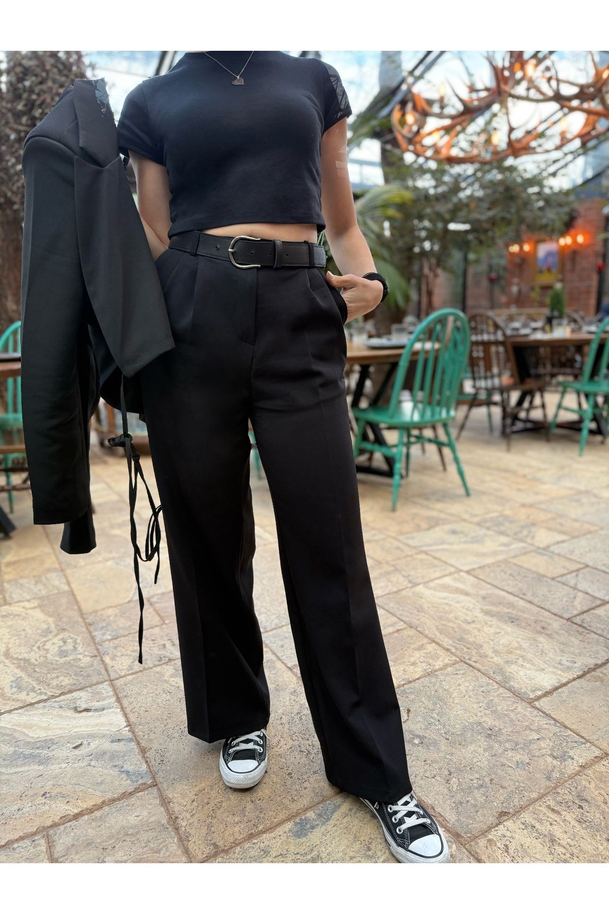 Siyah Kumaş Pantalon