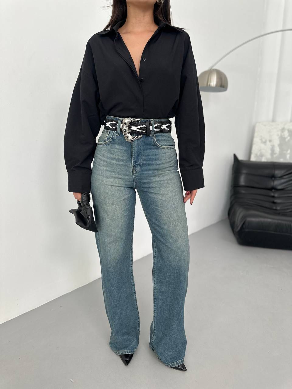 Wide Leg Eskitme Görünümlü Jean