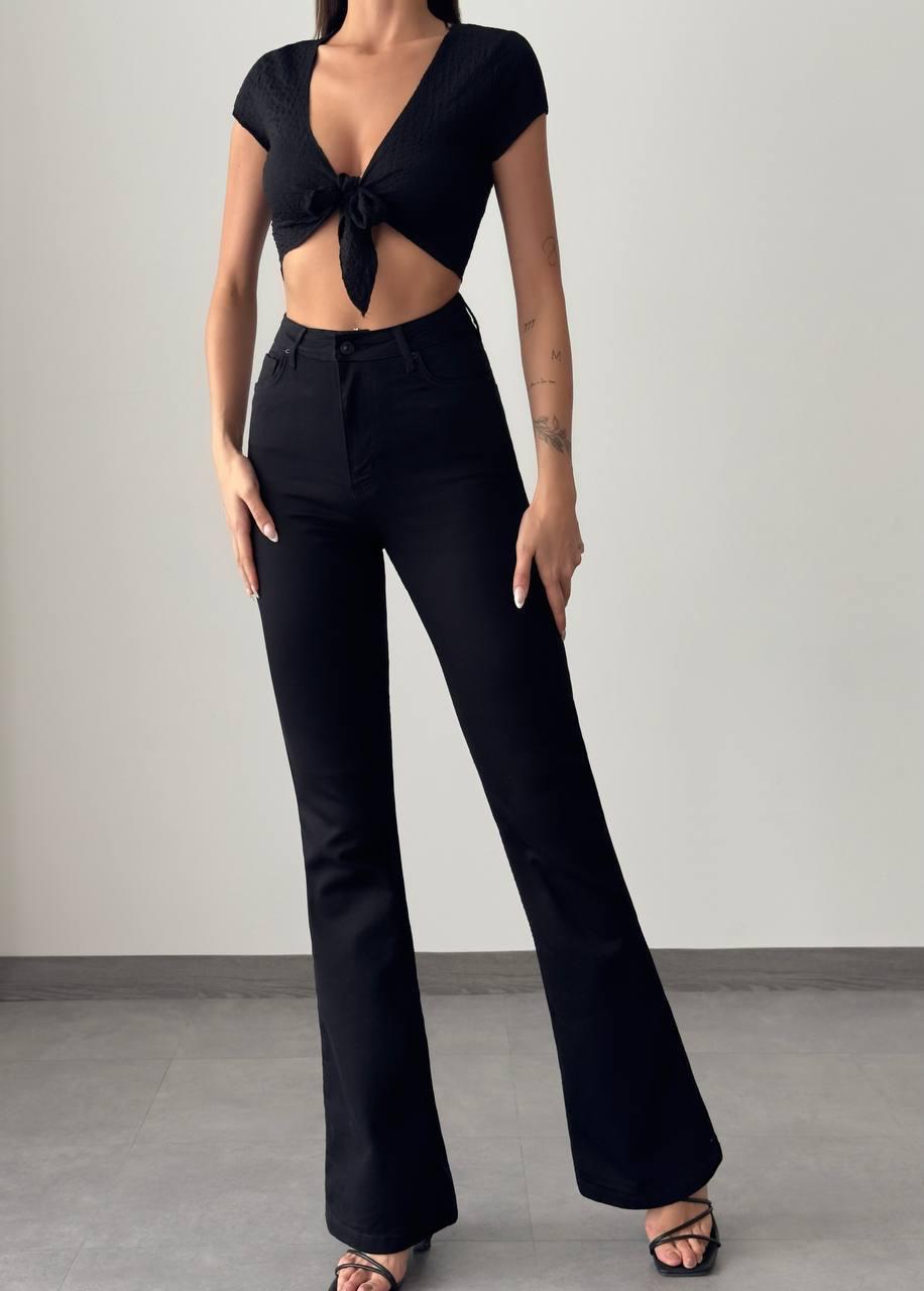 Flare Yüksek Bel Siyah Jean