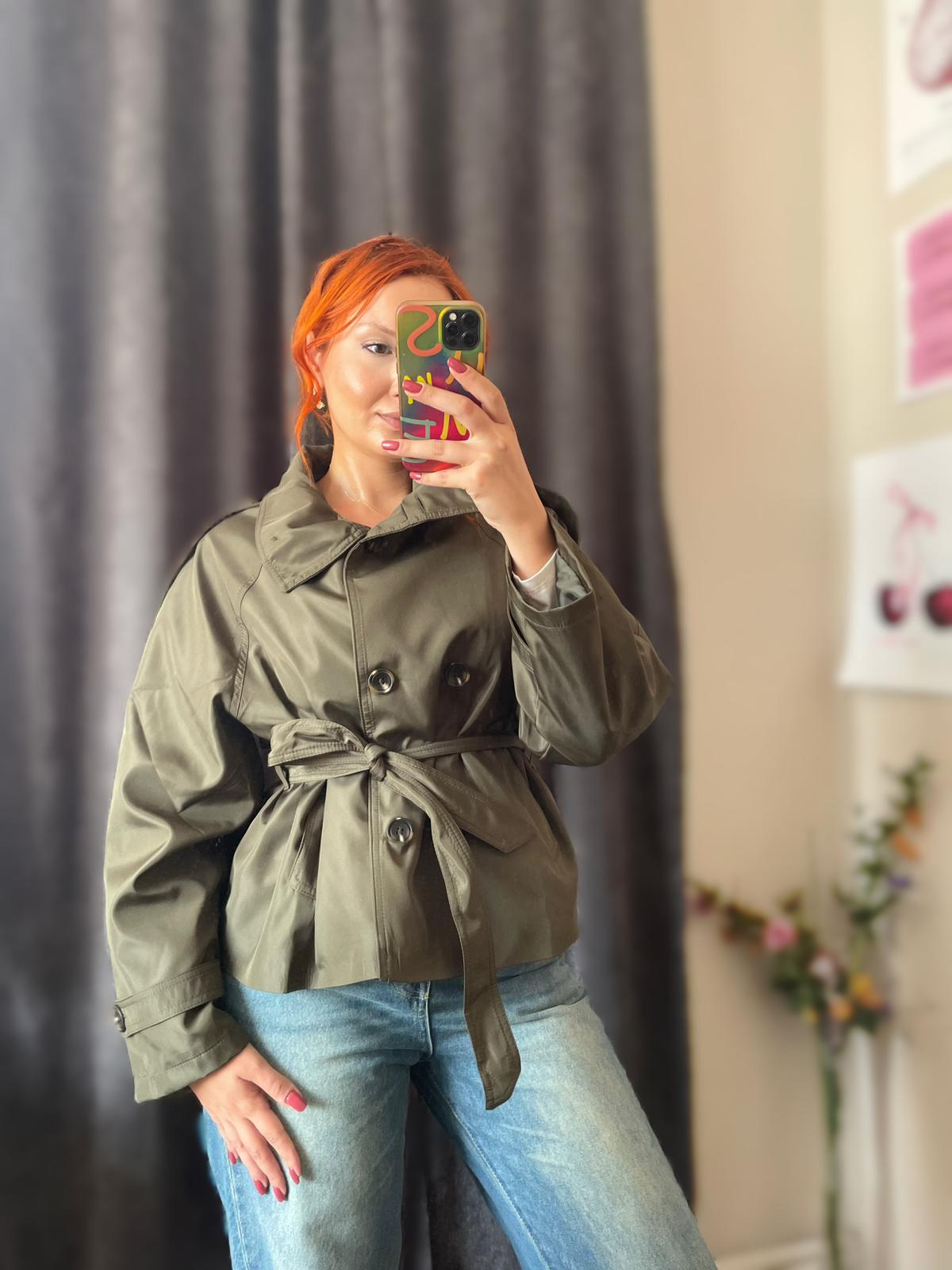 Su İtici Oversize Kuşaklı Trençkot