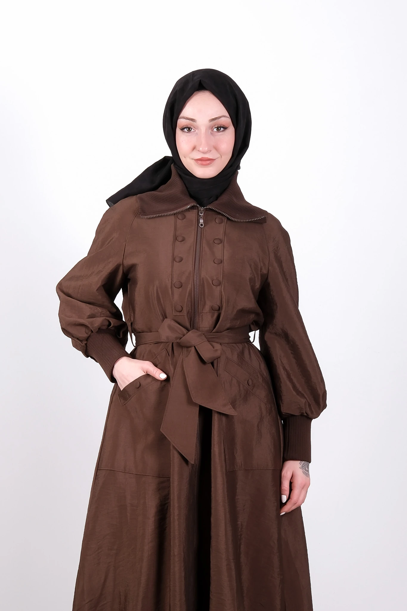 W-26-818 MASSİMO DONNA TRENCH - Kahverengi