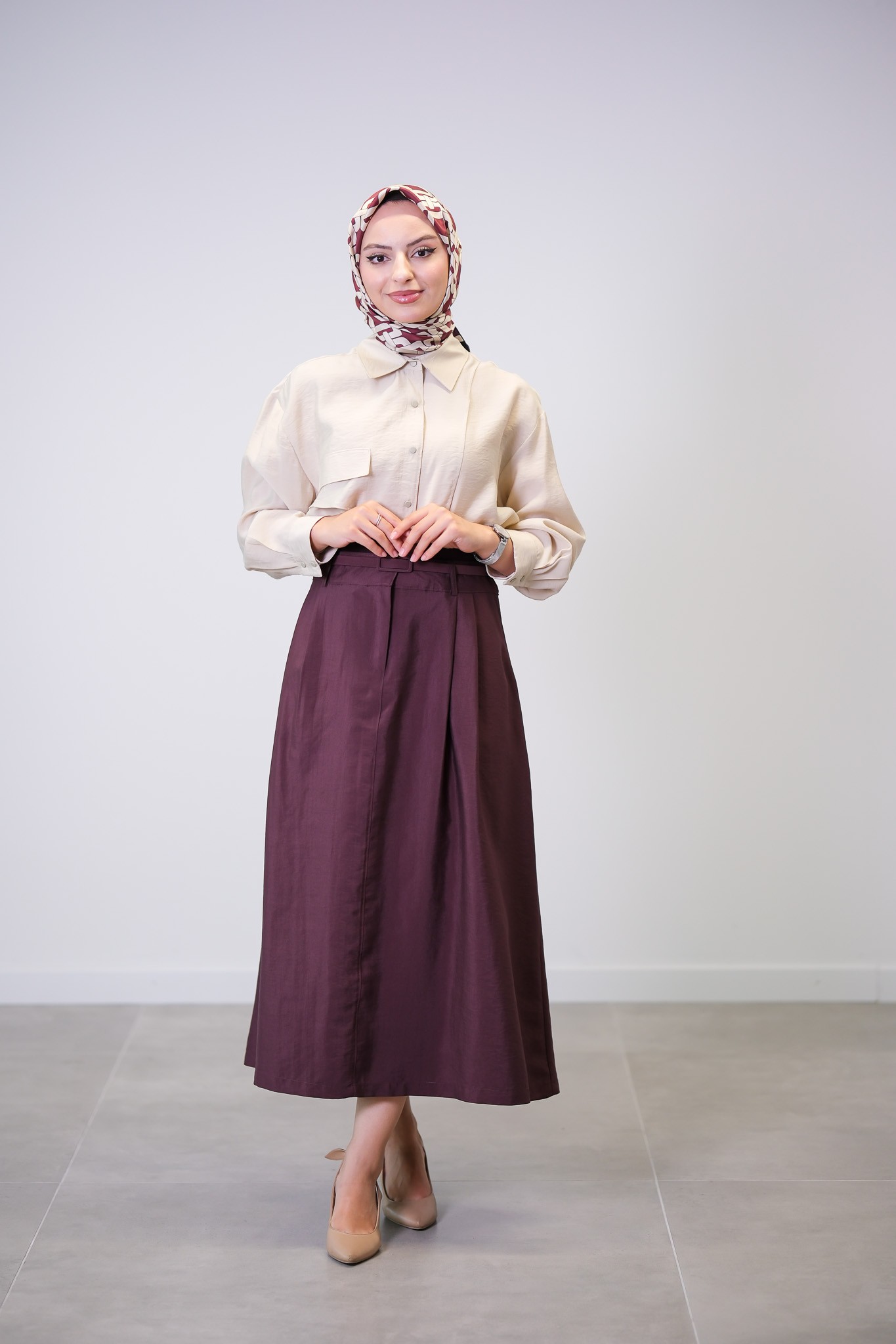 W-26-466 MASSİMO DONNA ETEK - Mürdüm