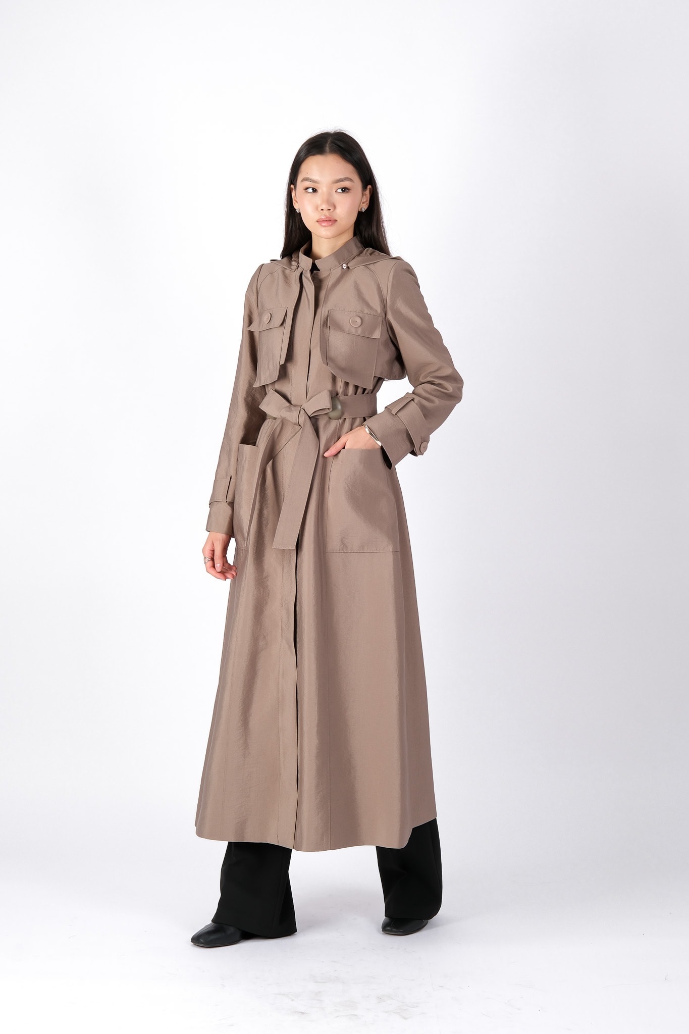 W-26-880 MASSİMO DONNA TRENCH - Vizon