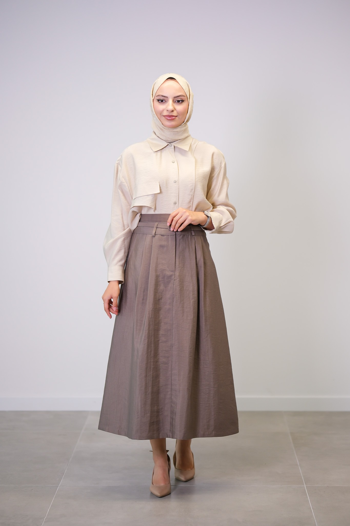 W-26-466 MASSİMO DONNA ETEK - Vizon