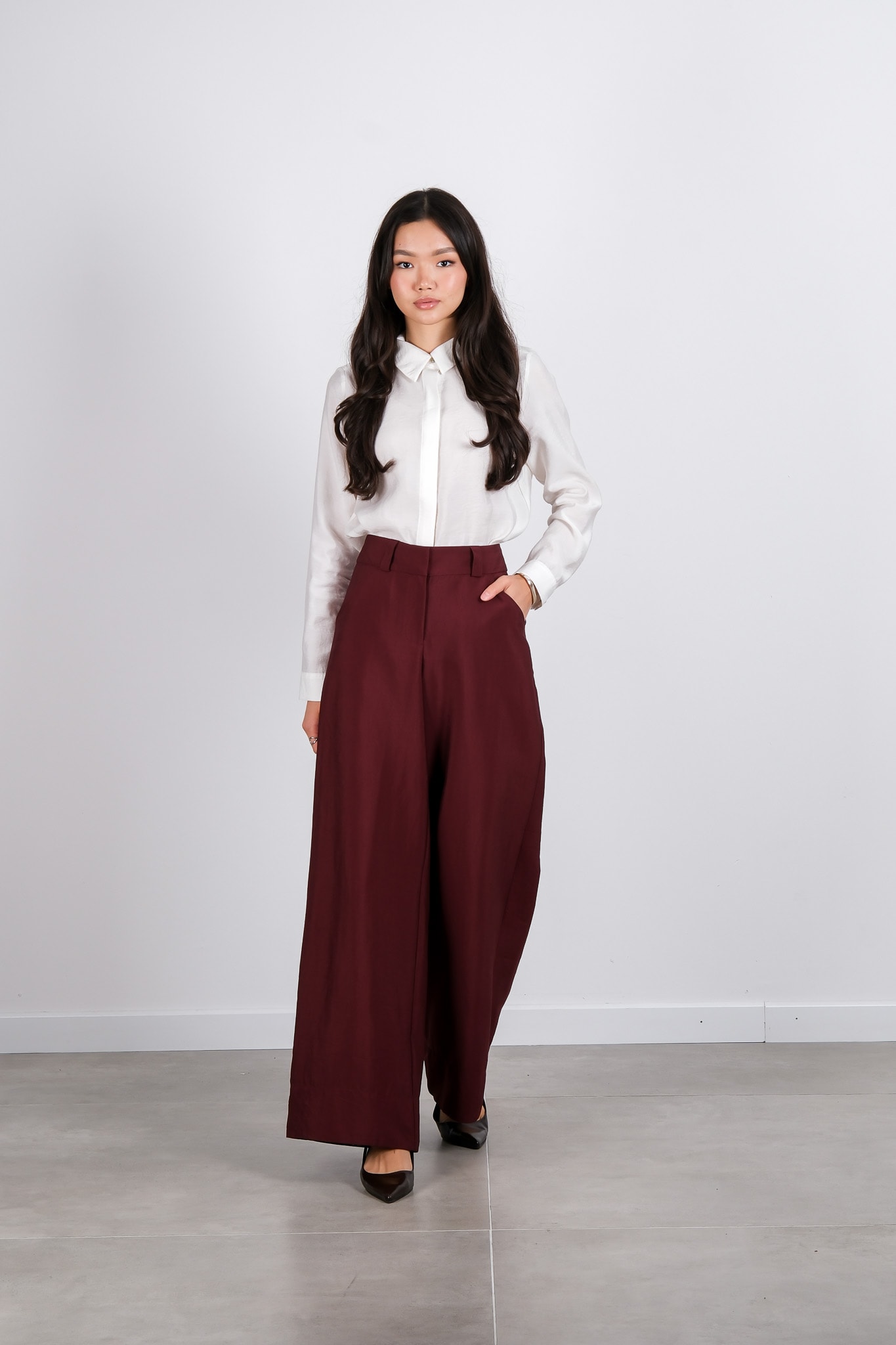 W-26-303 MASSİMO DONNA PANTOLON - Burgundy