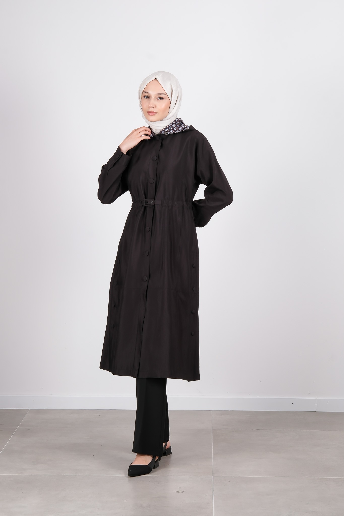 W-26-889 MASSİMO DONNA TRENÇKOT - Siyah