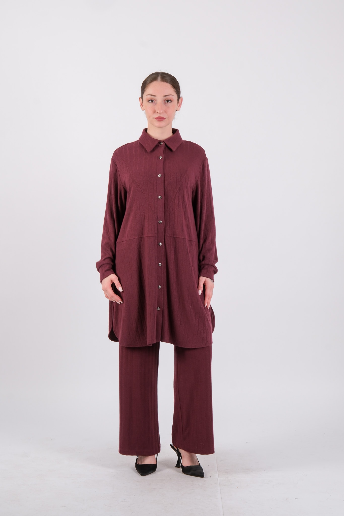 W-26-353 MASSİMO DONNA PANTOLON - Burgundy