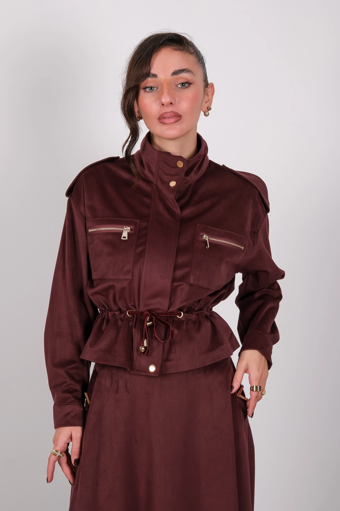 66532 ON TRİKO CEKET - Burgundy