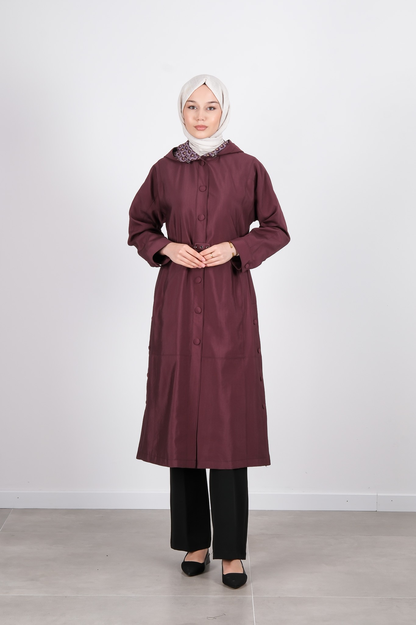 W-26-889 MASSİMO DONNA TRENÇKOT - Mürdüm
