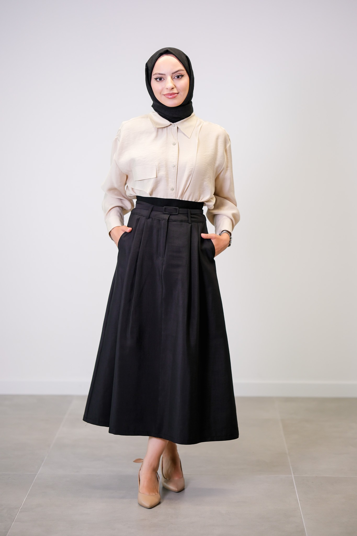 W-26-466 MASSİMO DONNA ETEK - Siyah