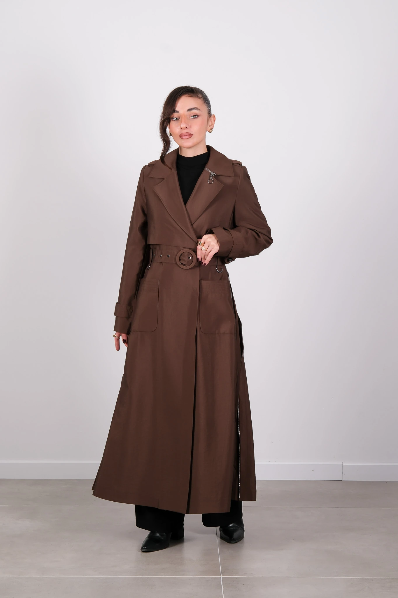 W-26-814 MASSİMO DONNA TRENCH - Kahverengi