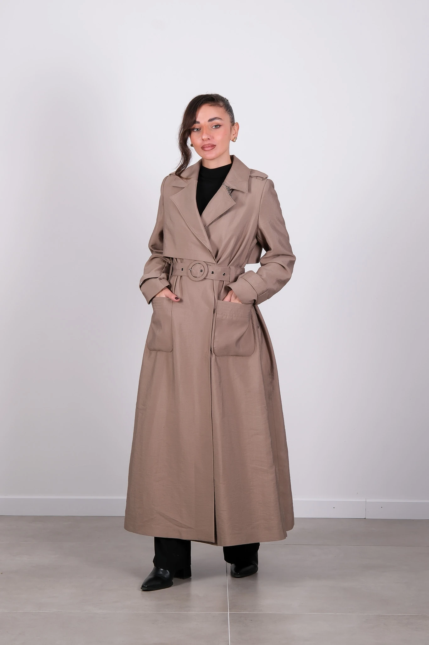 W-26-814 MASSİMO DONNA TRENCH - Vizon