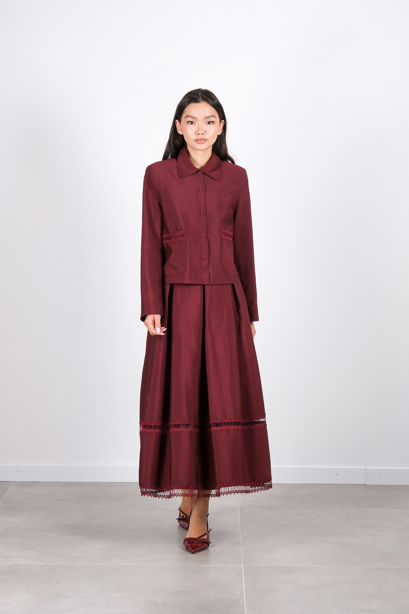 W-26-475 MASSİMO DONNA ETEK - Bordo