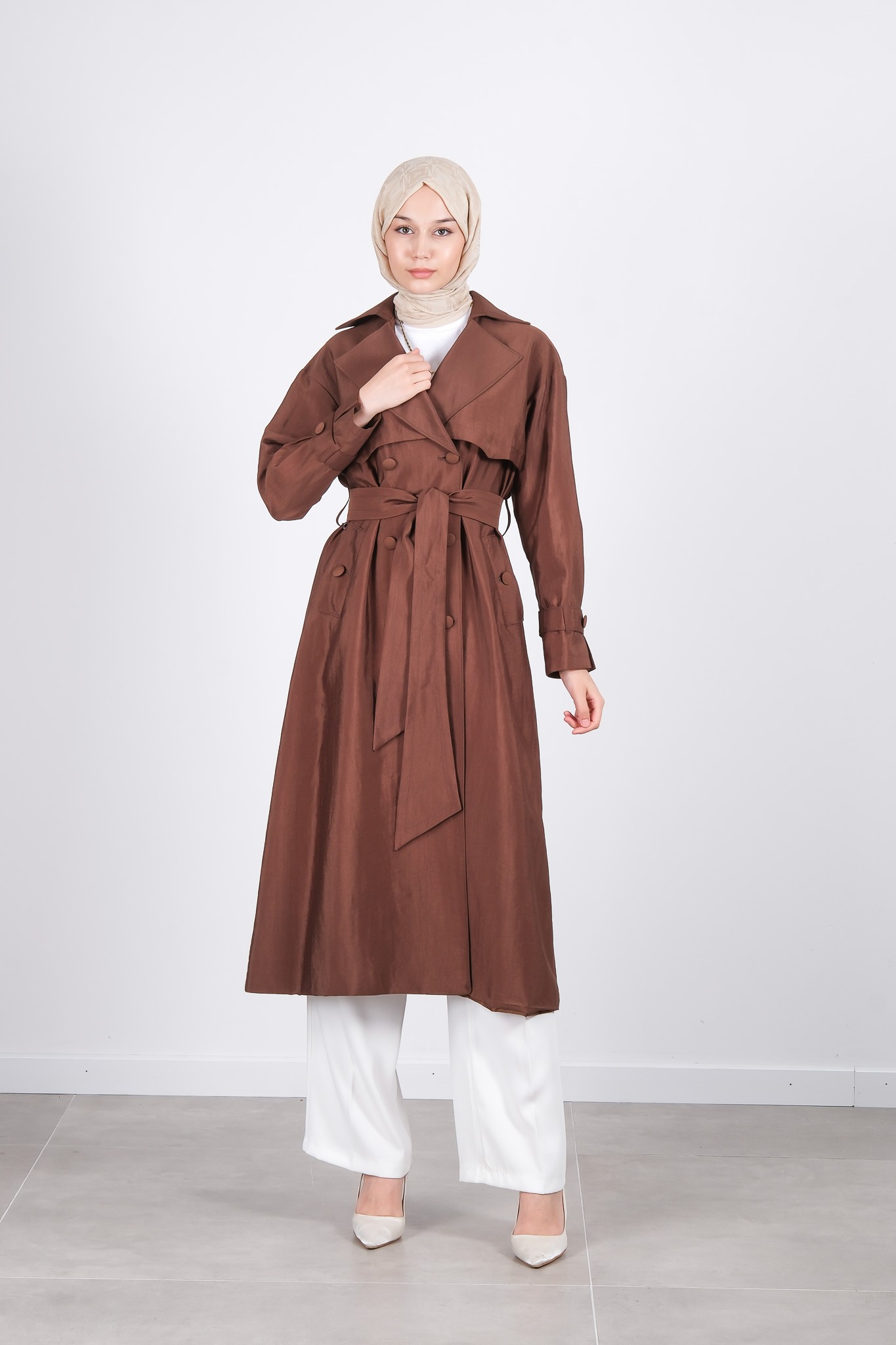W-26-877 MASSİMO DONNA TRENÇKOT - Kahve