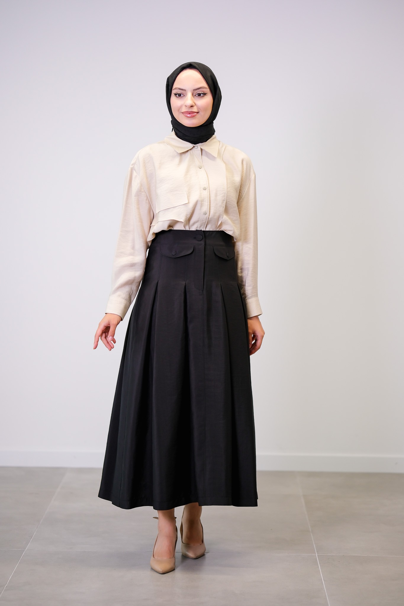 W-26-413 MASSİMO DONNA ETEK - Siyah