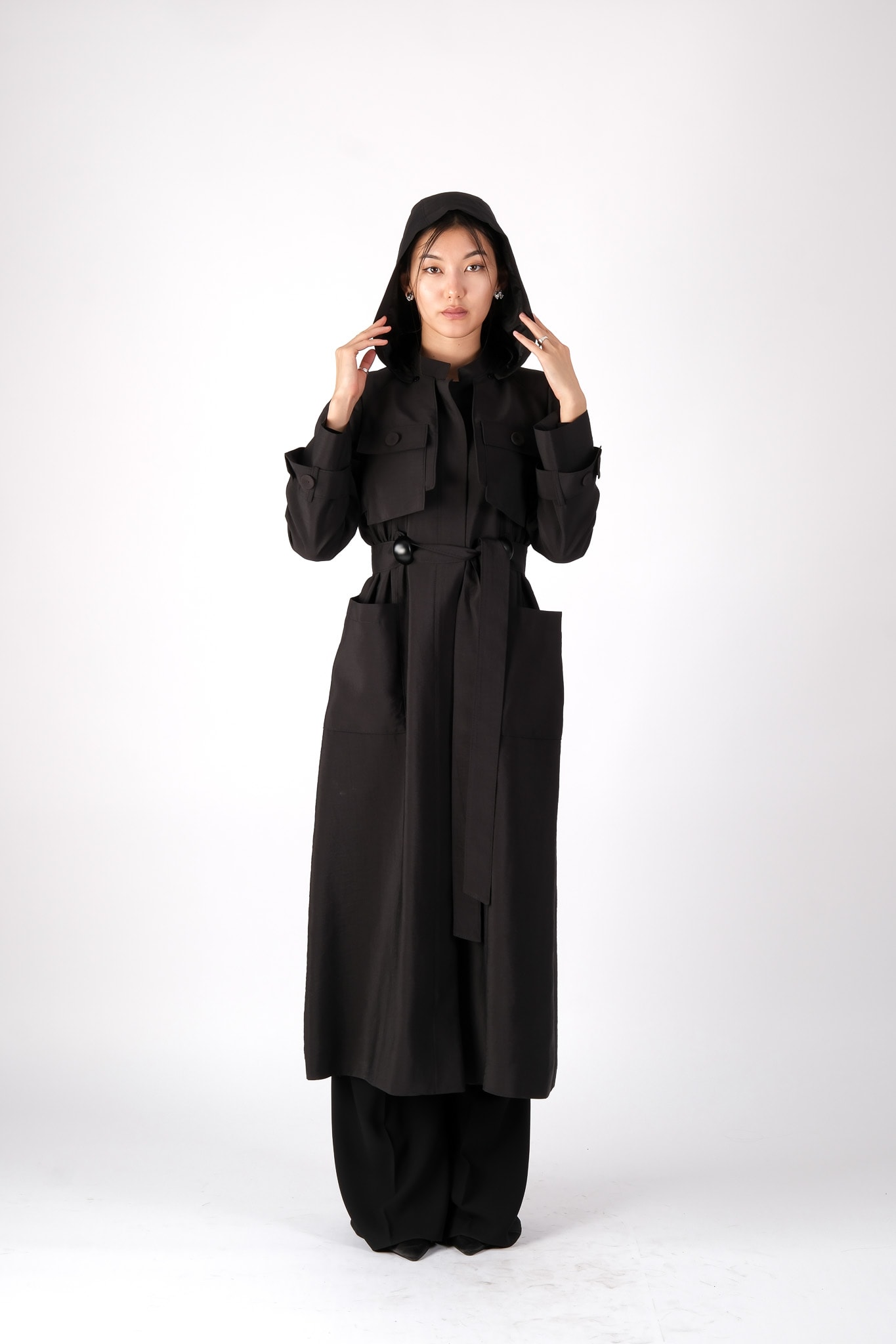 W-26-880 MASSİMO DONNA TRENCH - Siyah