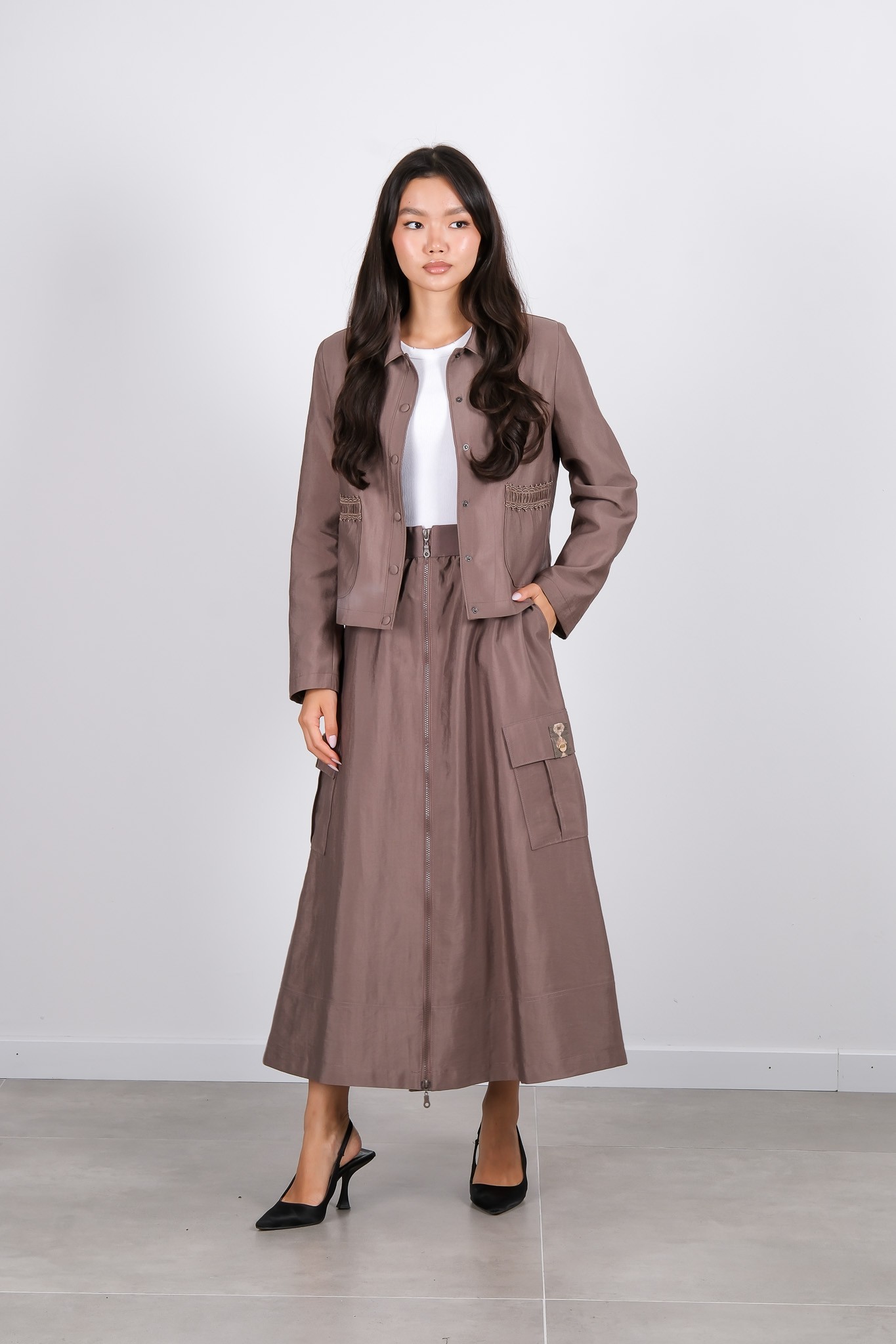 W-26-468 MASSİMO DONNA ETEK - Vizon