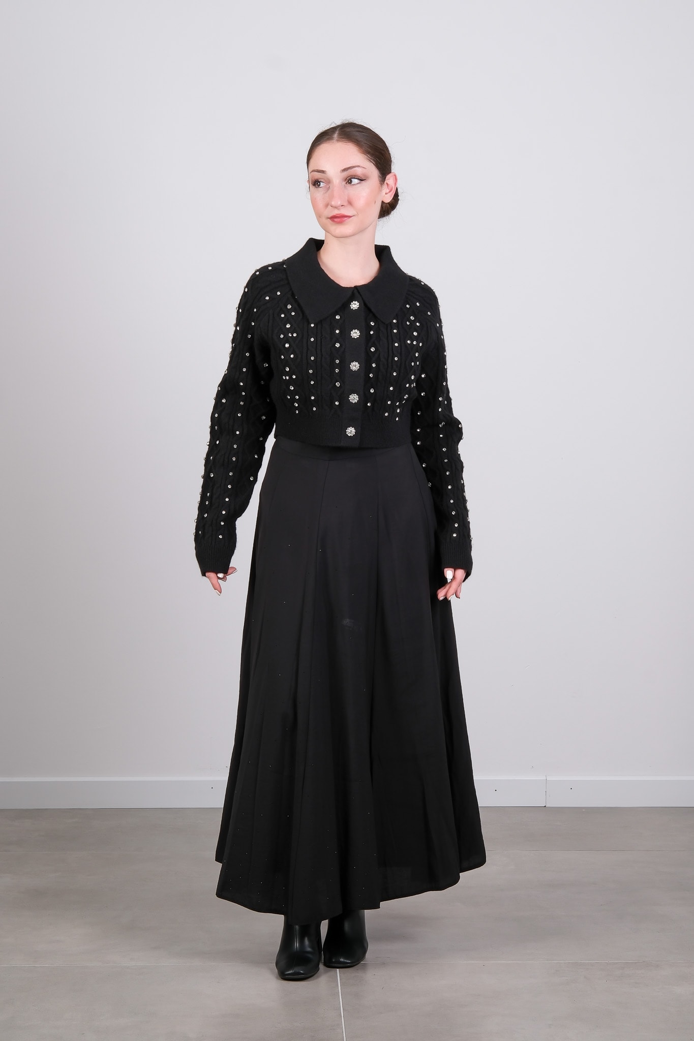 60911 ON TRİKO CEKET - Siyah