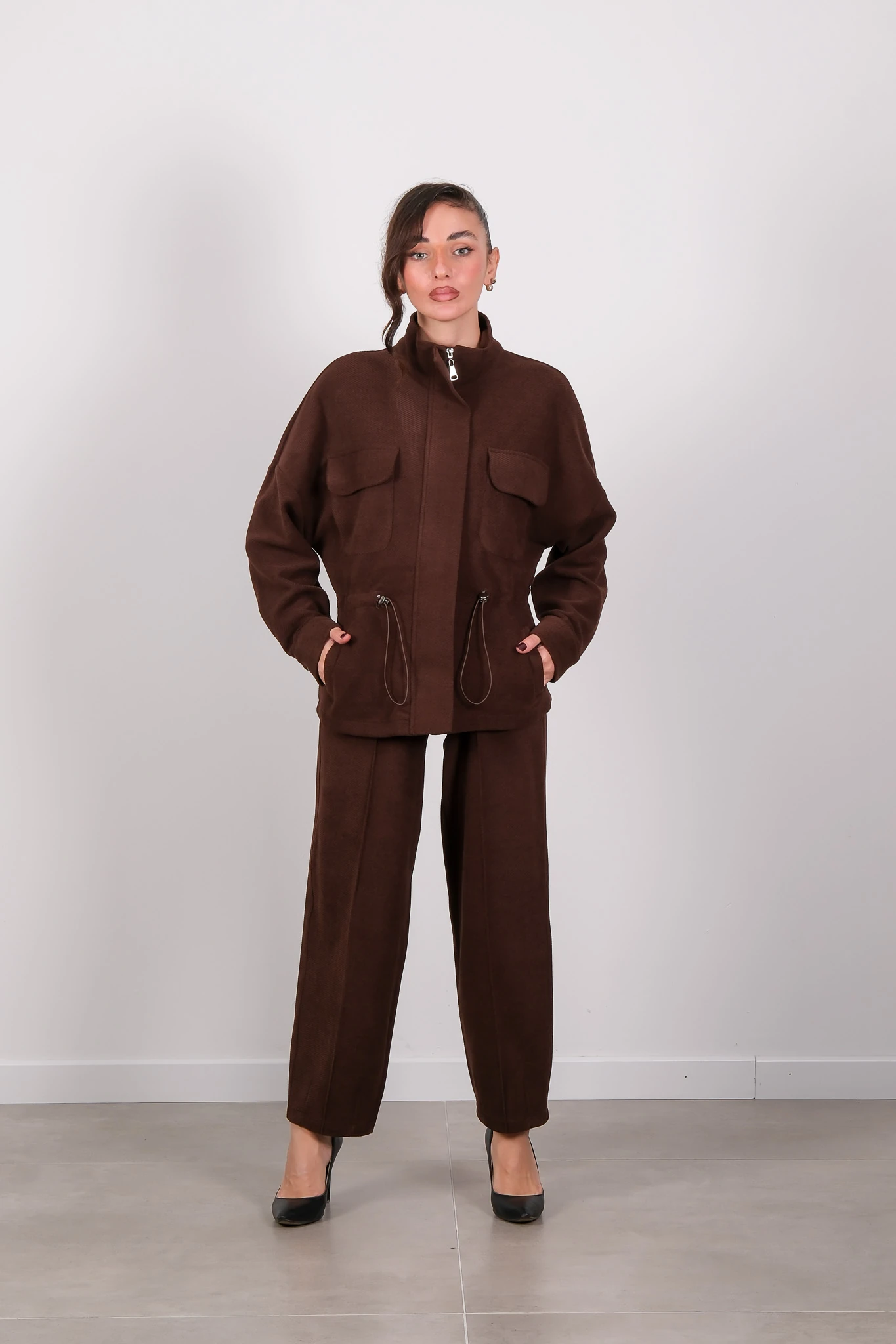 66121 ON TRİKO PANTOLON - Kahverengi