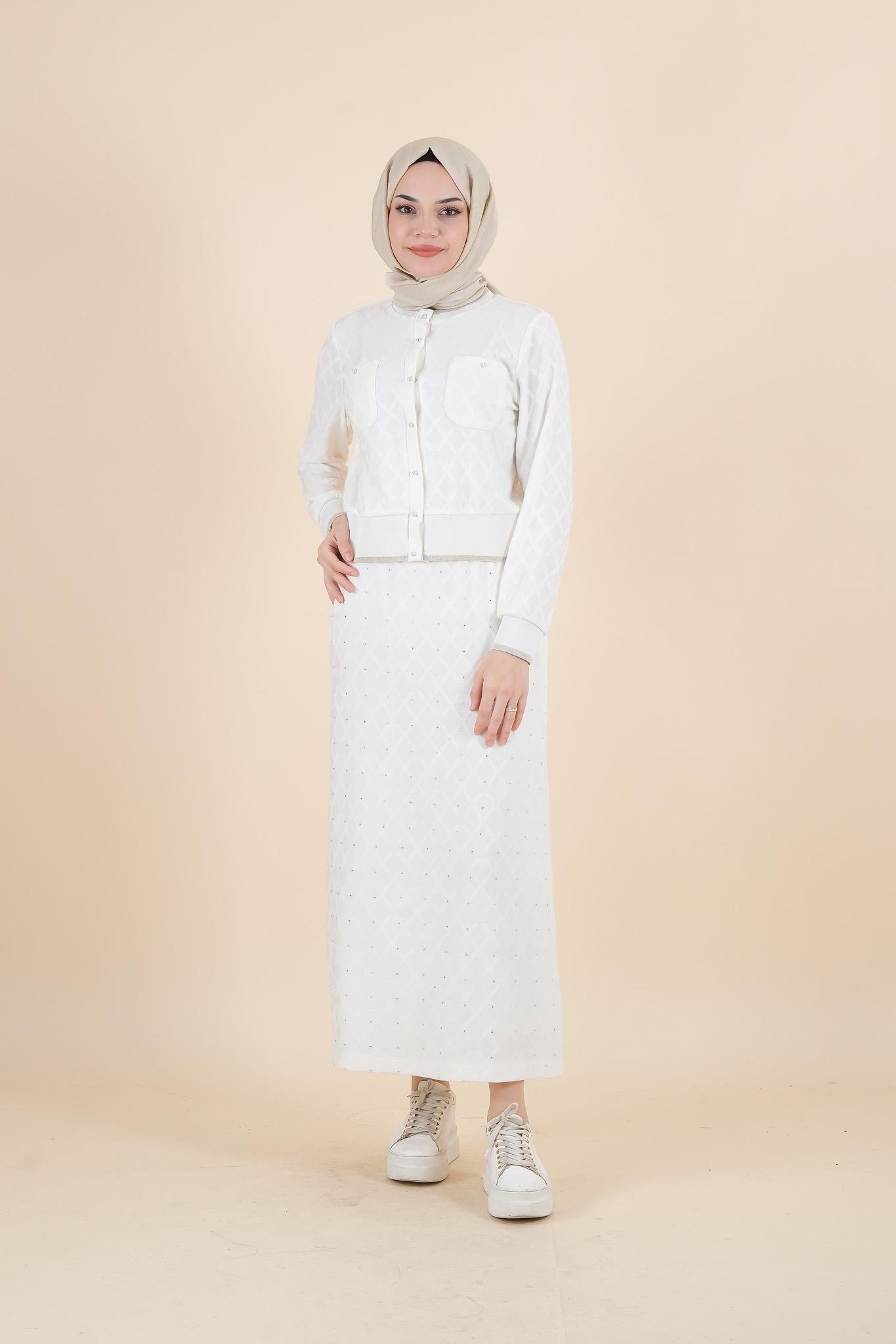 W-25-419 MASSİMO DONNA ETEK - Ekru