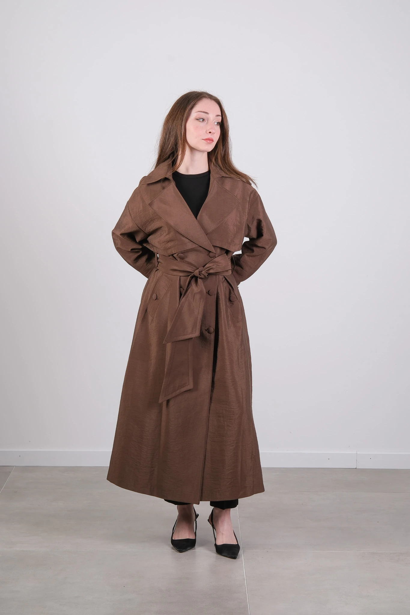 W-26-877 MASSİMO DONNA TRENÇKOT - Kahve