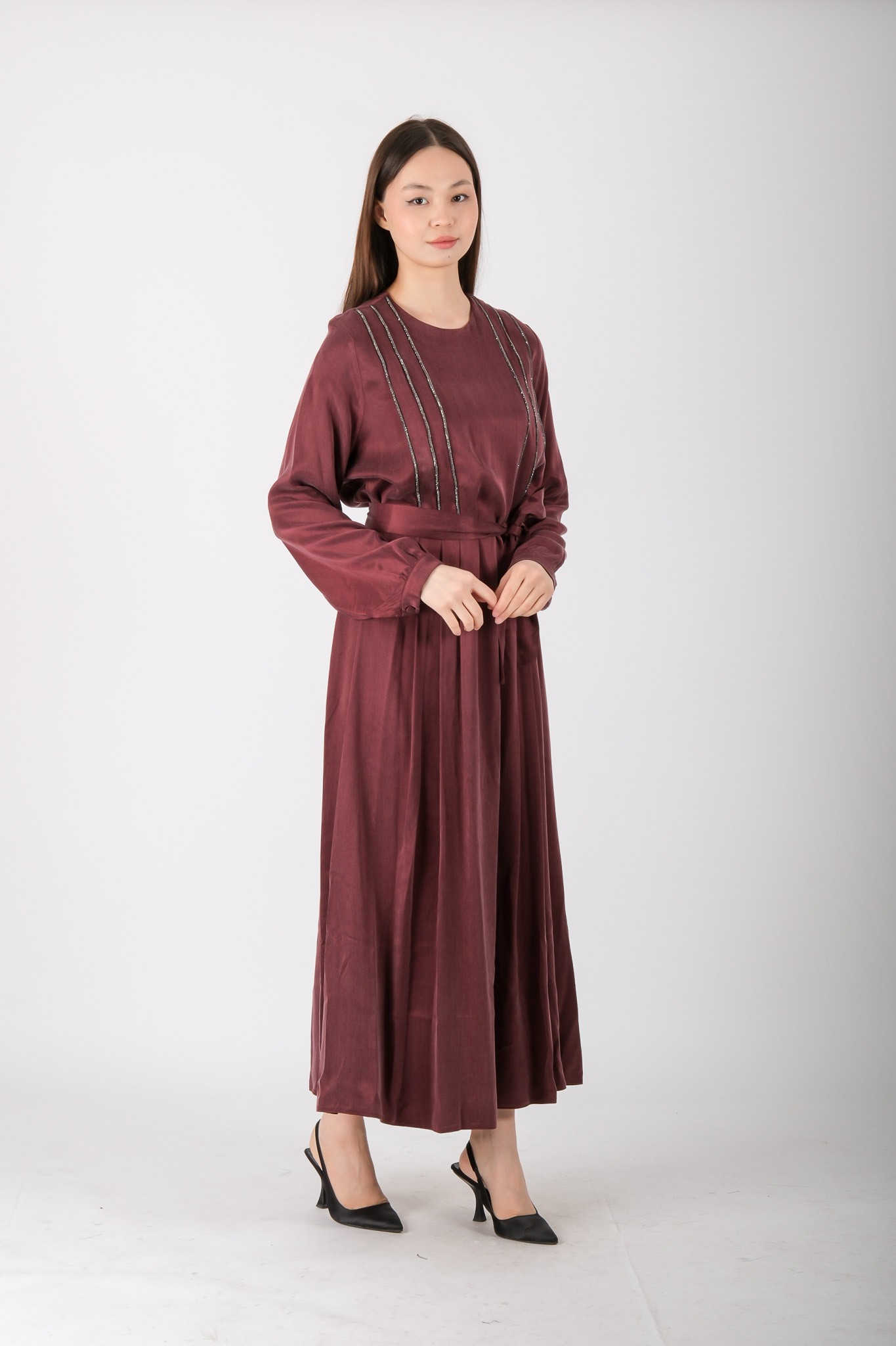 2056 NUSS ELBİSE - Bordo