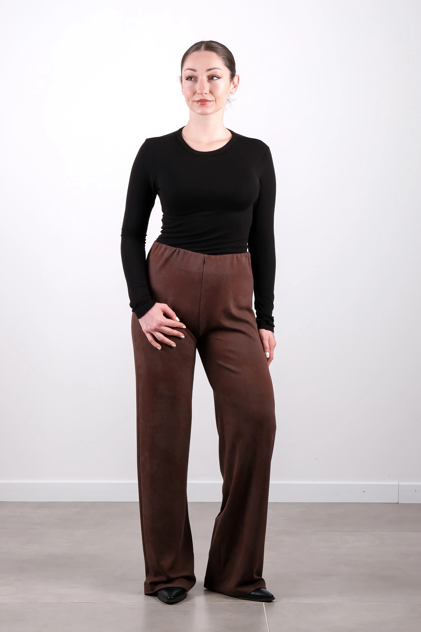 61417 ON TRİKO PANTOLON - Koyu Kahve