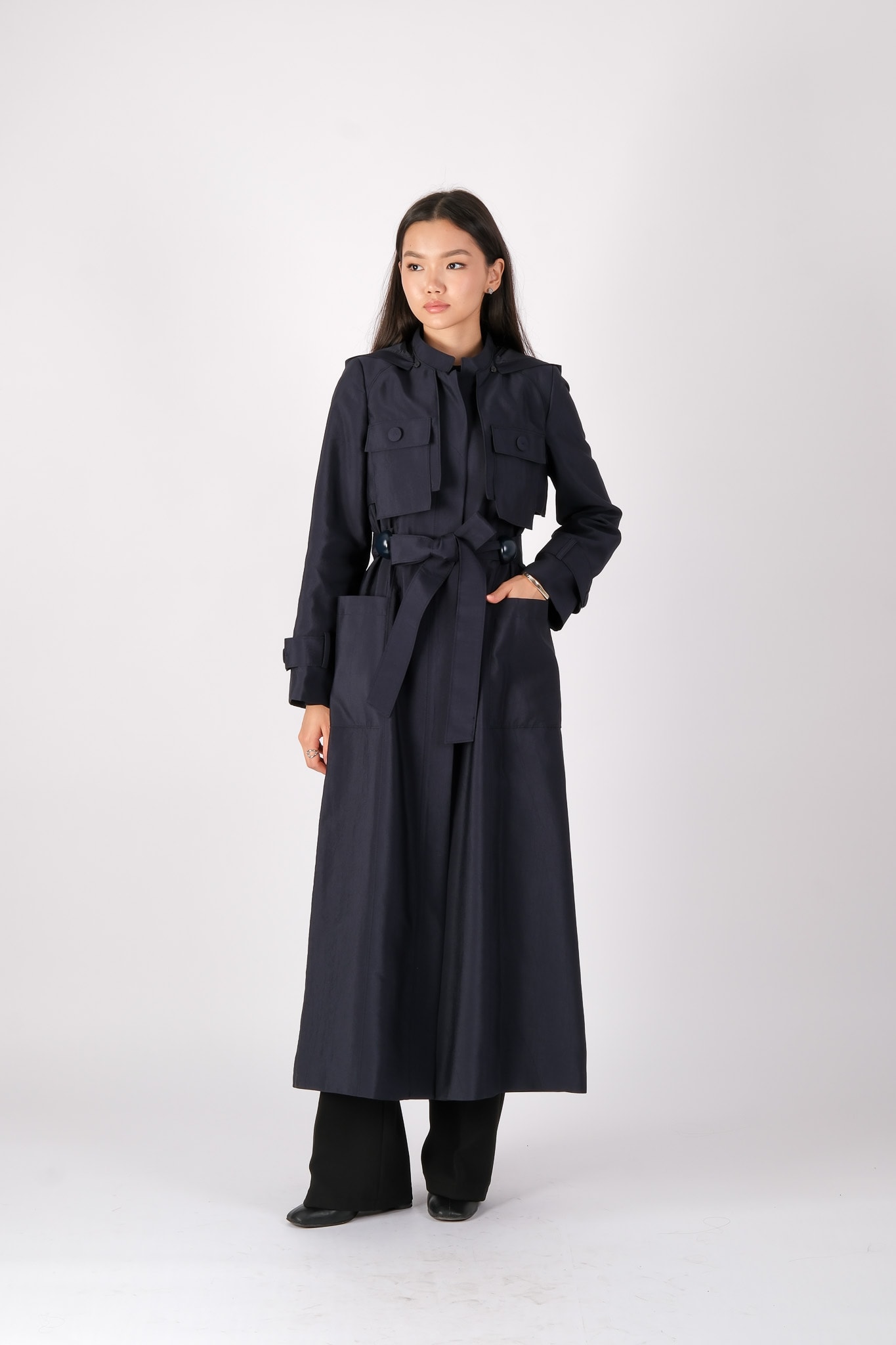 W-26-880 MASSİMO DONNA TRENCH - Lacivert