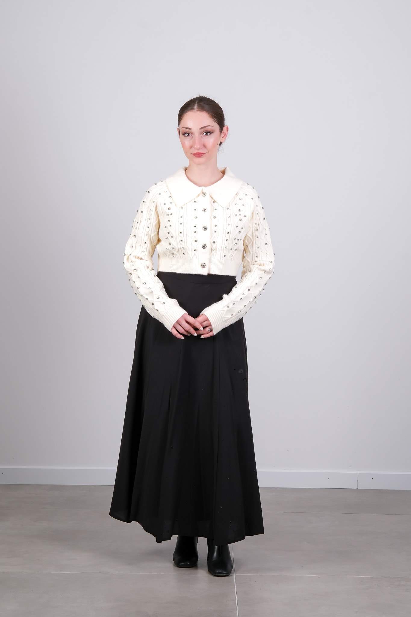 60911 ON TRİKO CEKET - Ekru