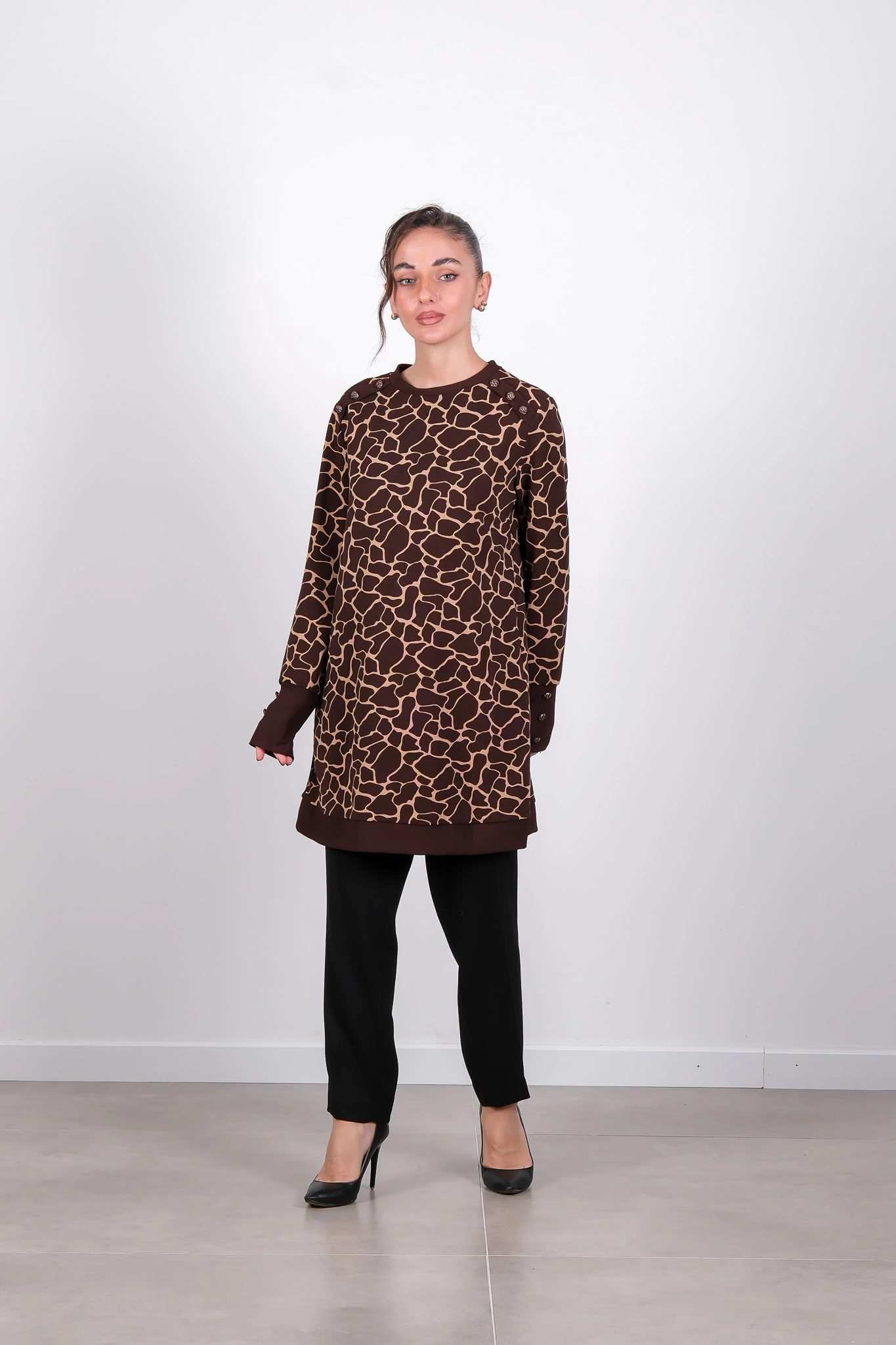 8086 LOOK TUNİK - Kahverengi