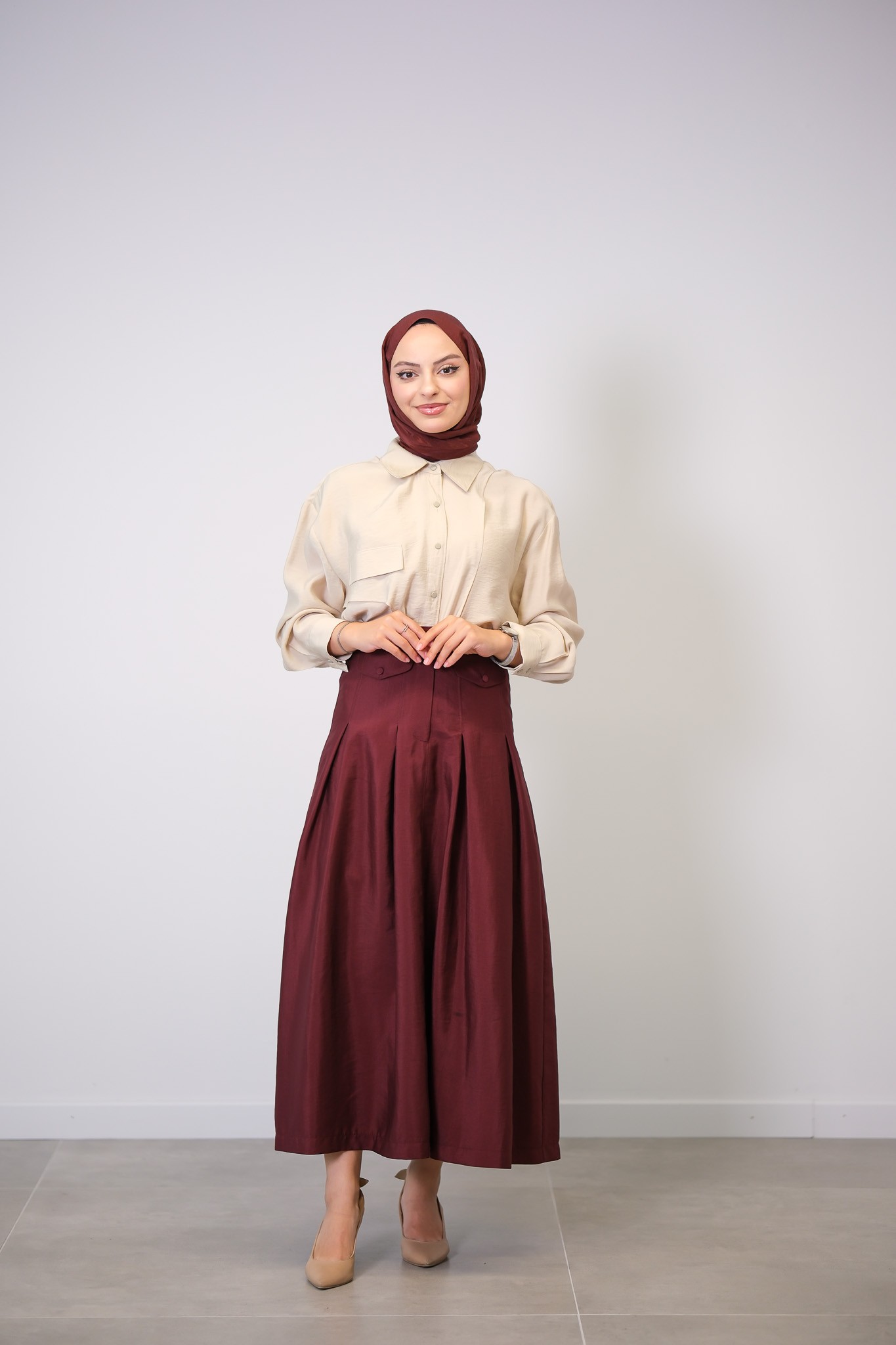 W-26-413 MASSİMO DONNA ETEK - Bordo