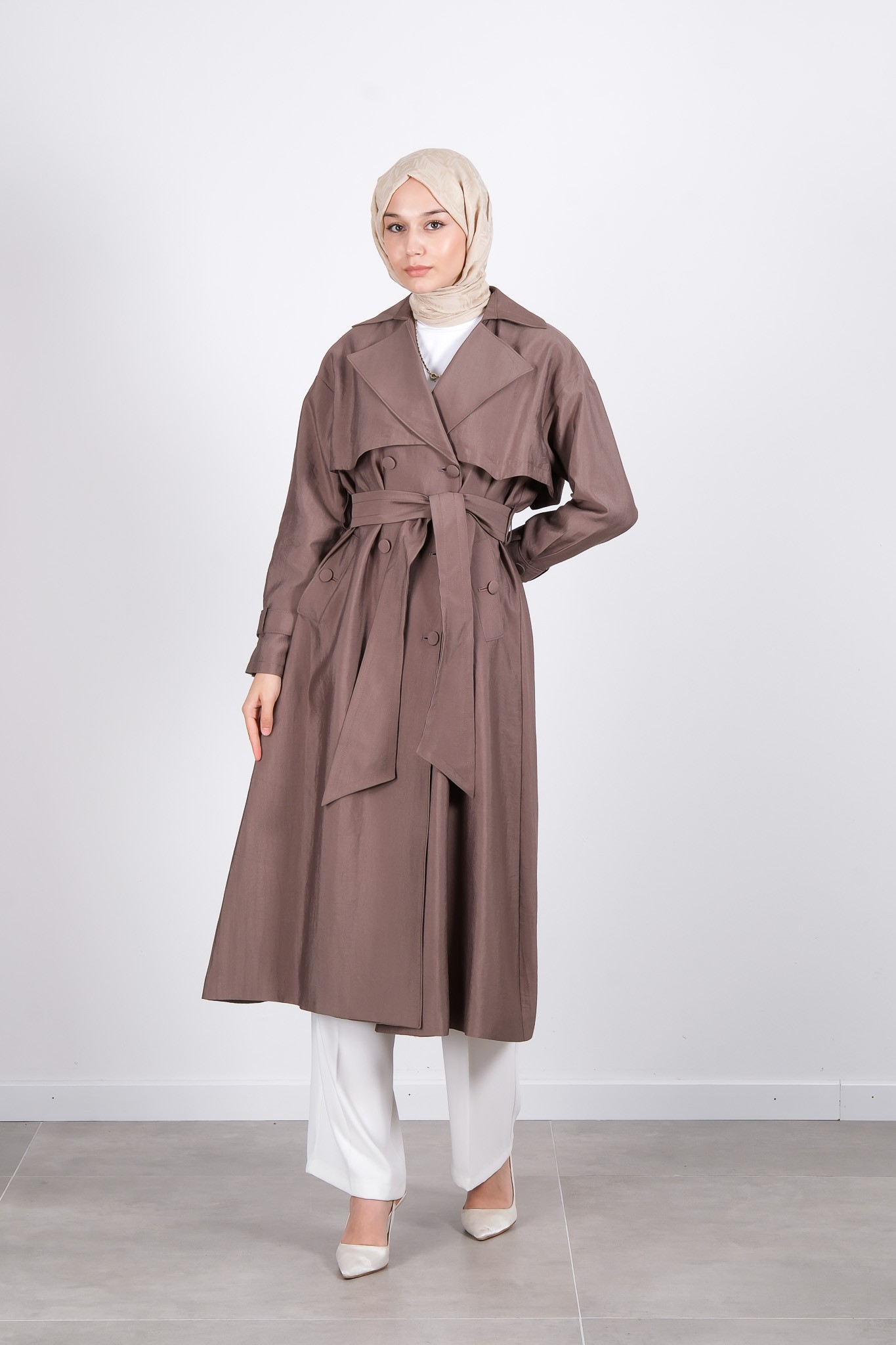 W-26-877 MASSİMO DONNA TRENÇKOT - Vizon