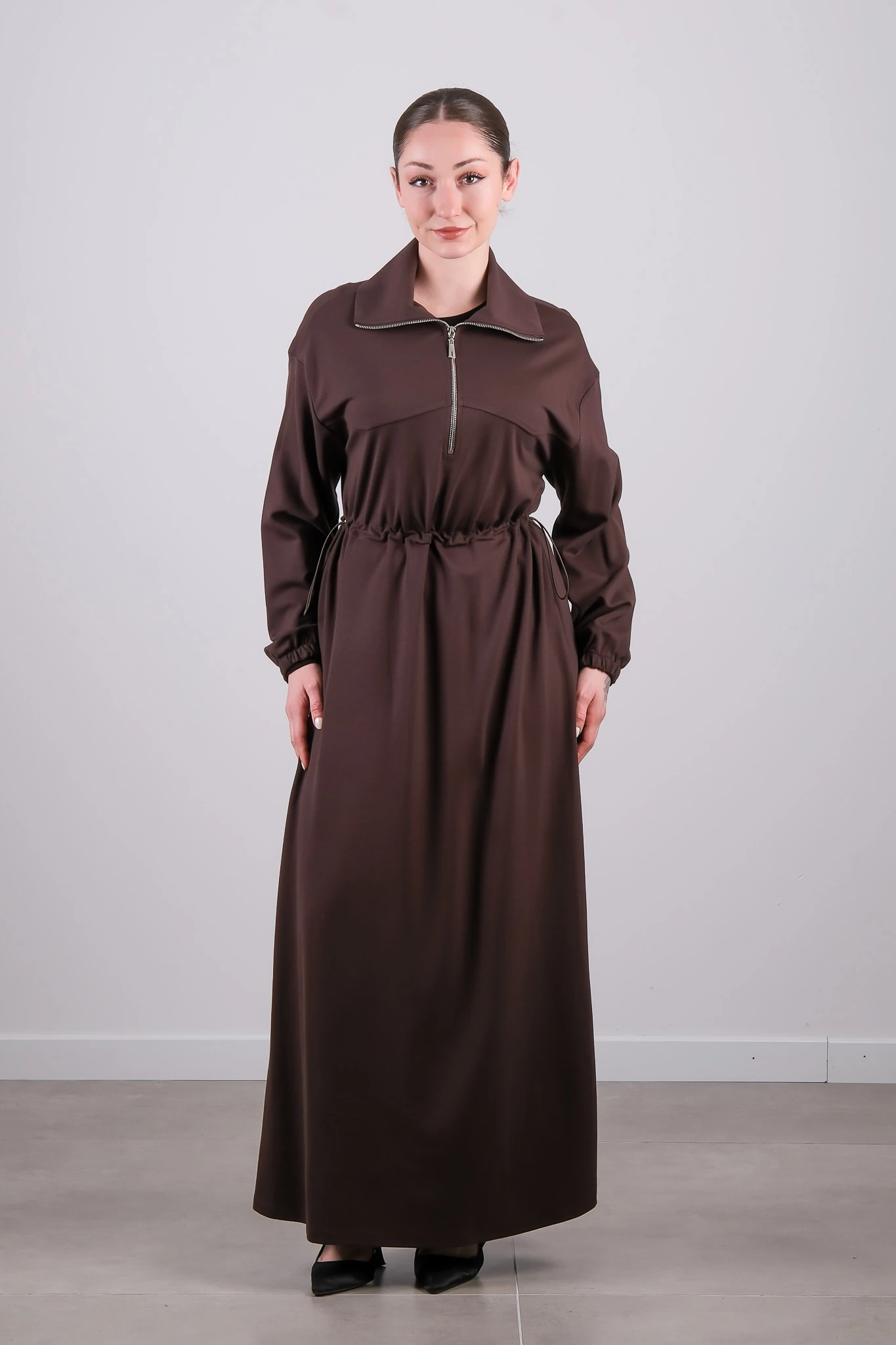 36163 İKOLL ELBİSE - Kahverengi