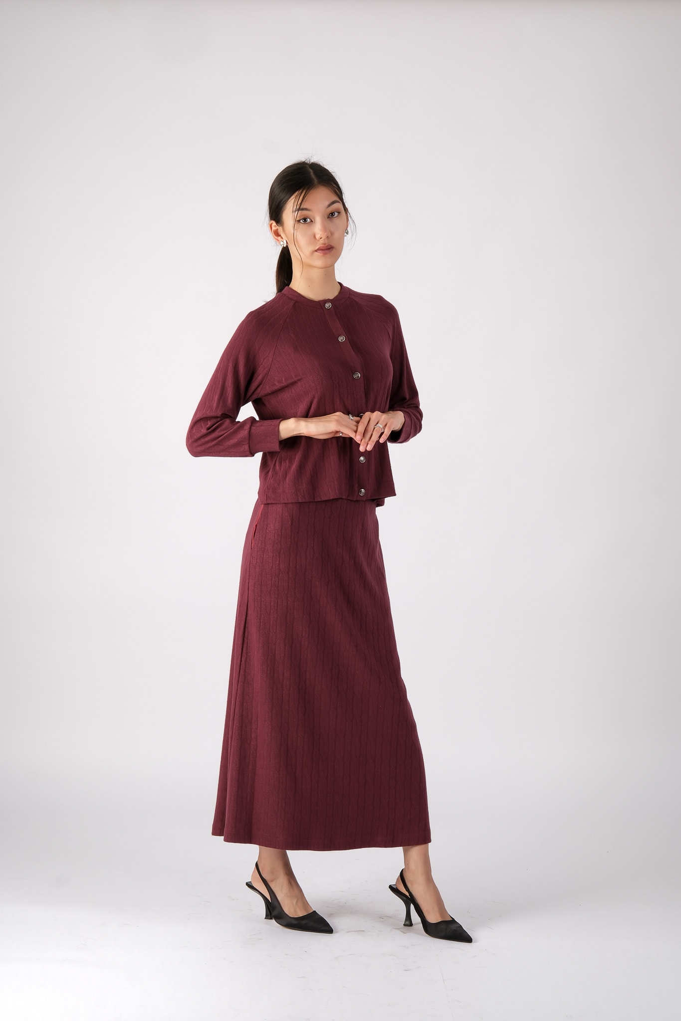 W-26-419 MASSİMO DONNA ETEK - Burgundy