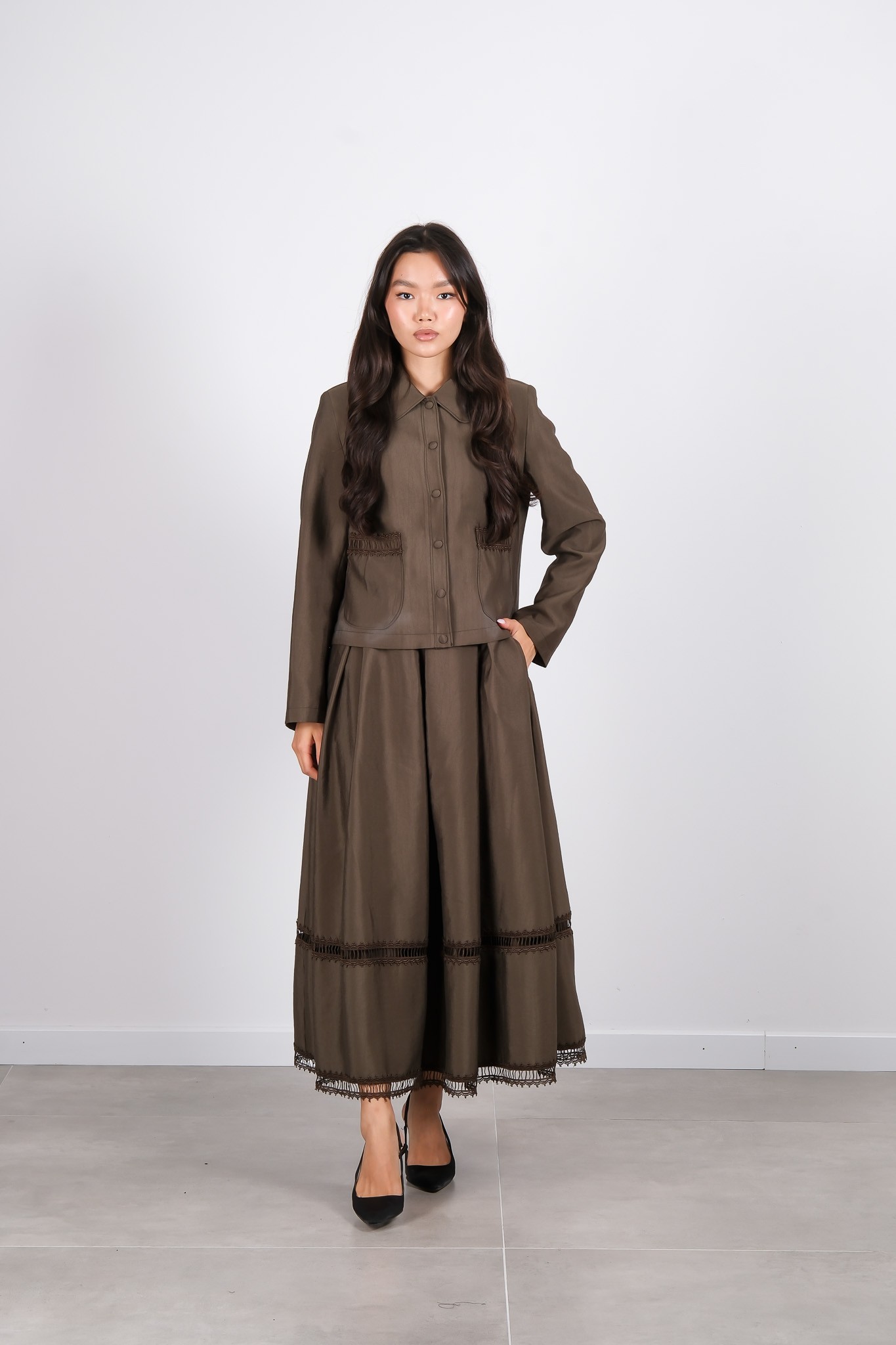 W-26-475 MASSİMO DONNA ETEK - Haki