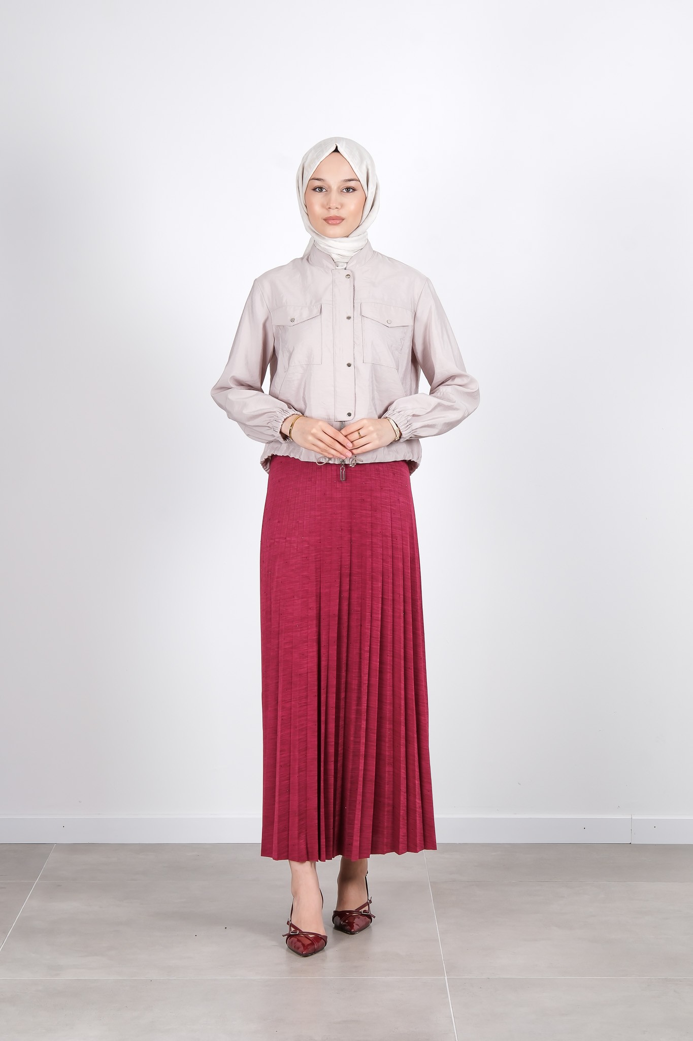 S-25-403 MASSİMO DONNA ETEK - Burgundy