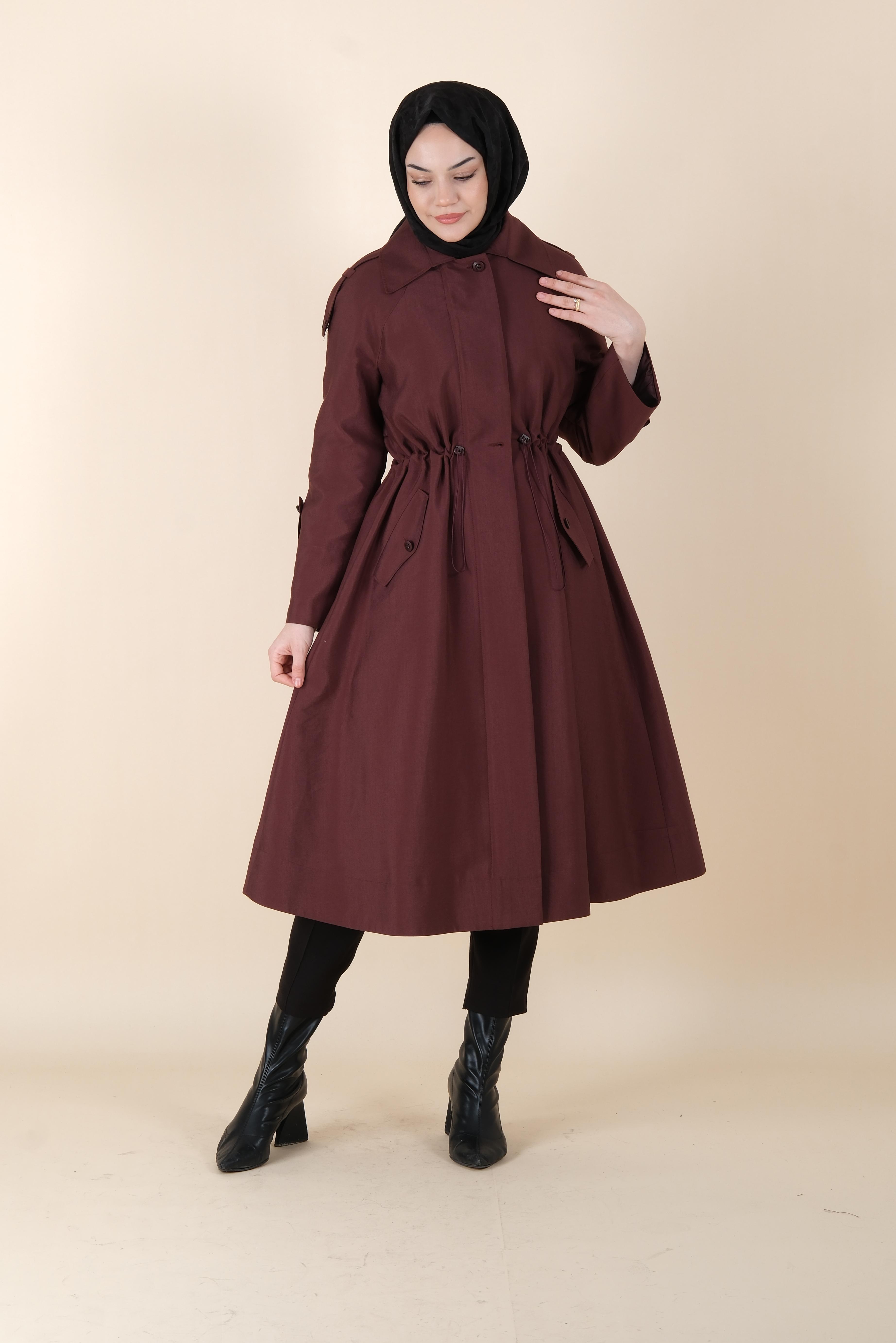 W-25-812 MASSİMO DONNA EPAULETTES COAT - Bordo