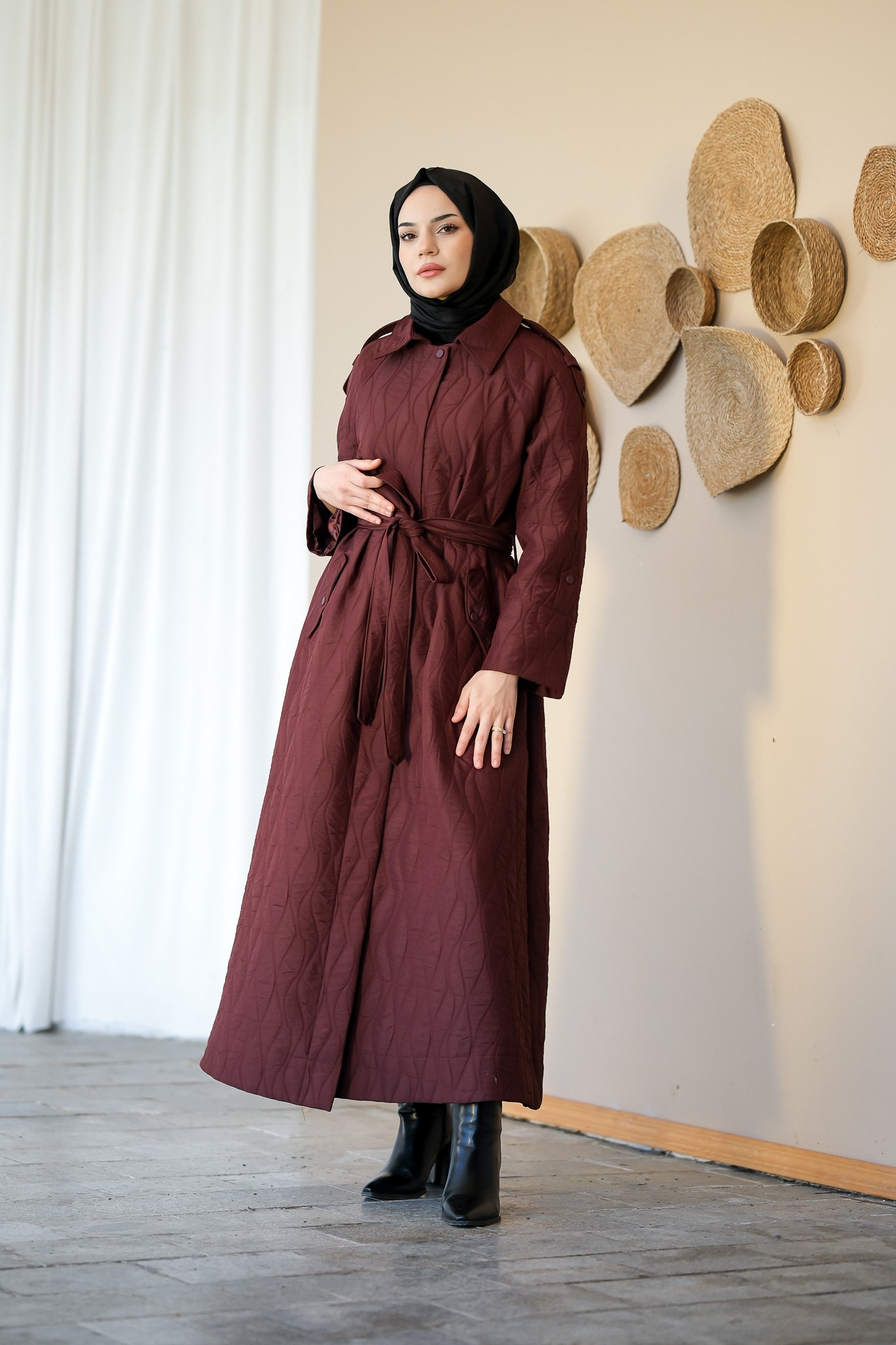 W-25-864 MASSİMO DONNA KAP - Bordo