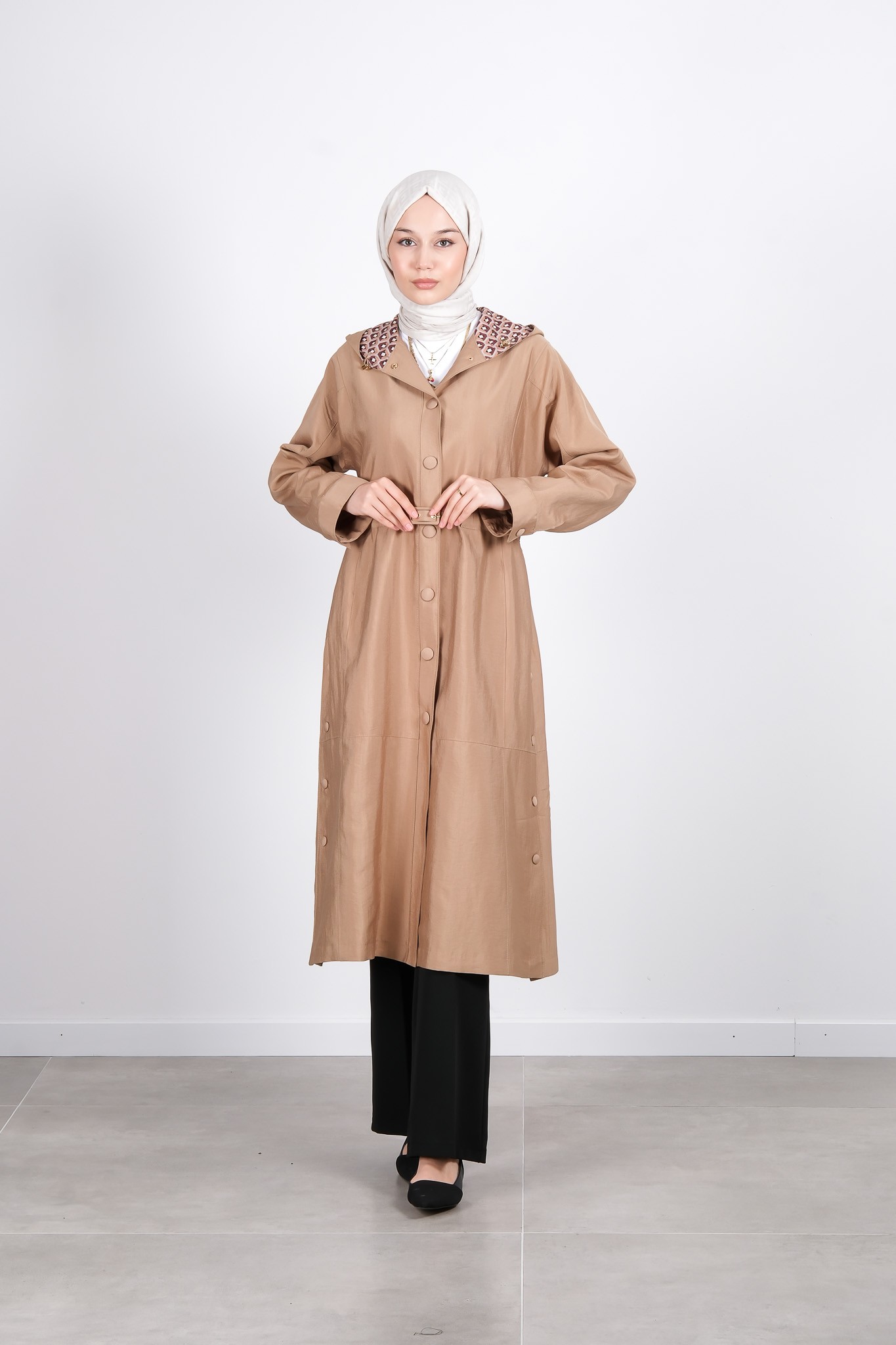 W-26-889 MASSİMO DONNA TRENÇKOT - Bej