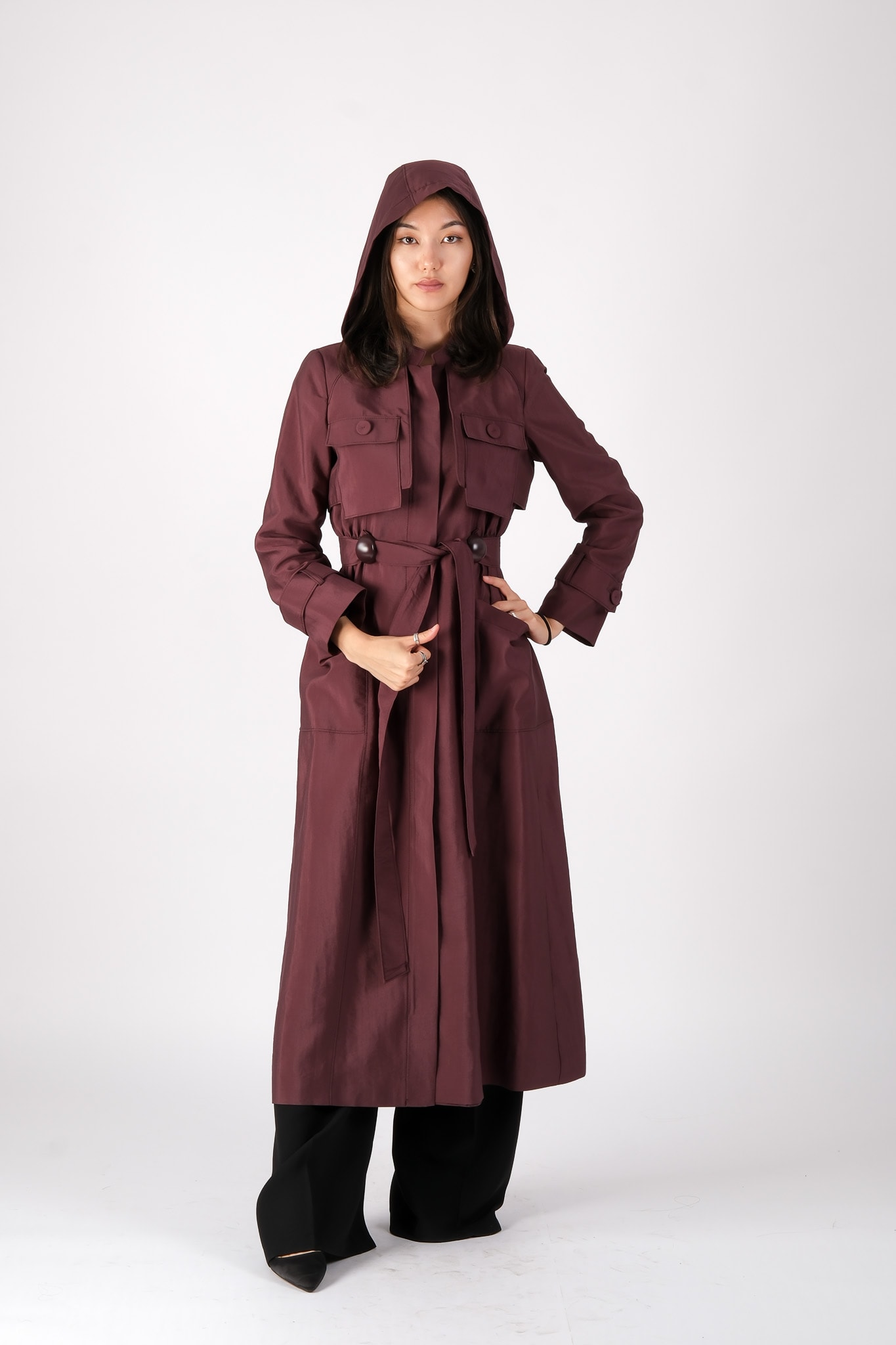 W-26-880 MASSİMO DONNA TRENCH - Mürdüm
