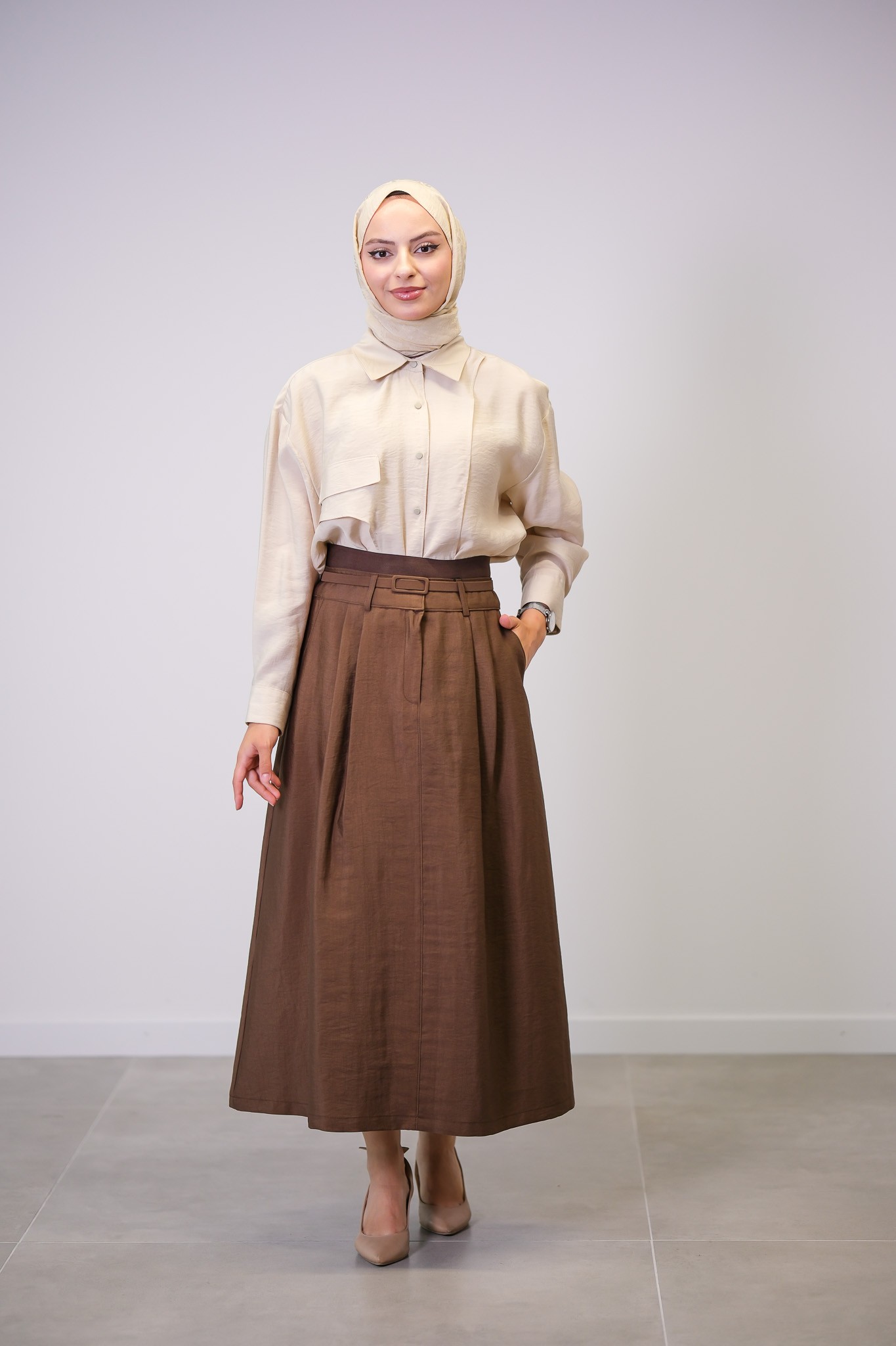 W-26-466 MASSİMO DONNA ETEK - Kahve
