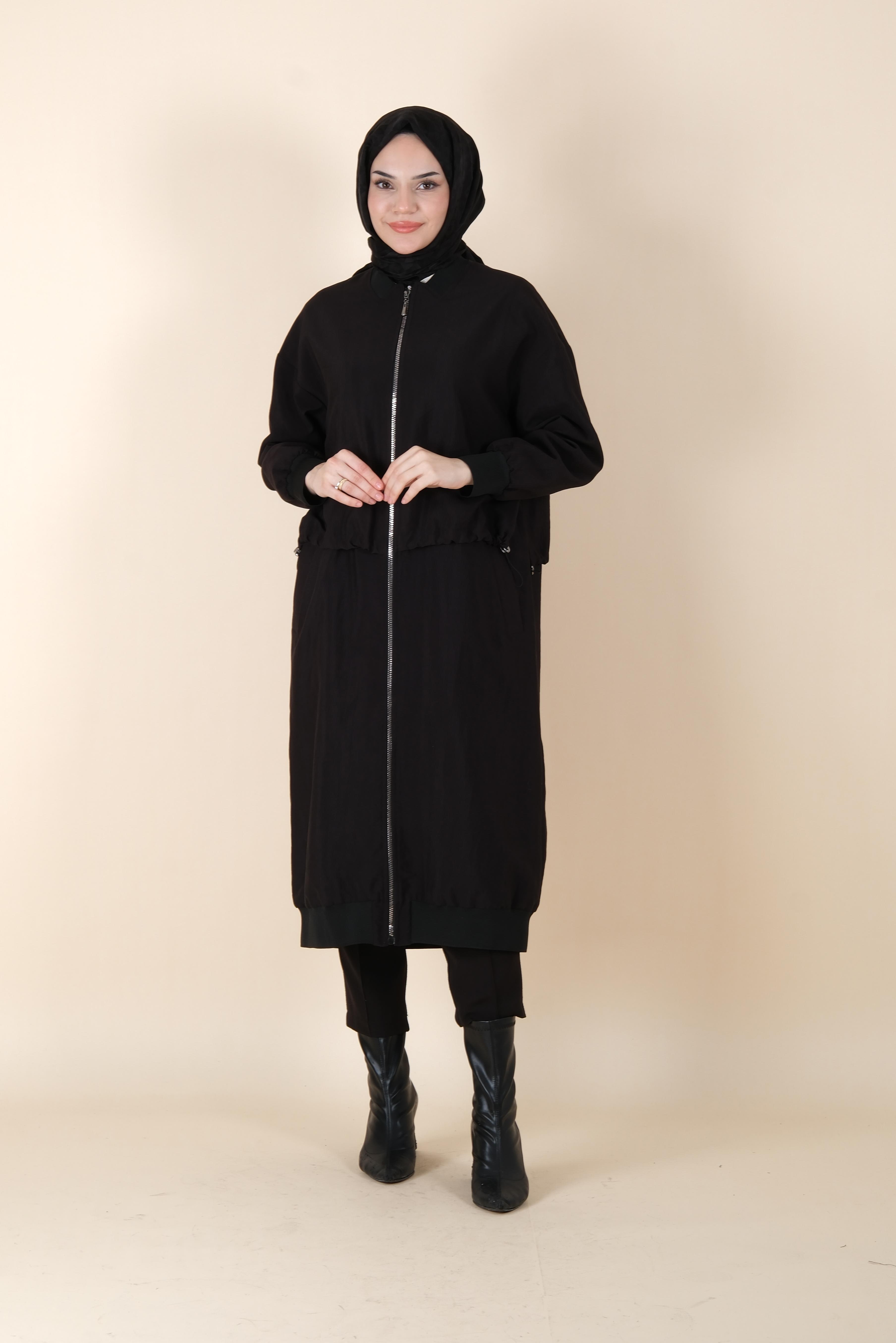 W-25-807 MASSİMO DONNA BOMBER DETAILED COAT - Siyah