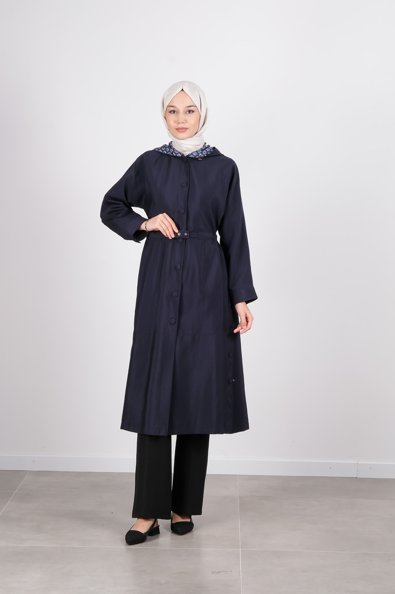 W-26-889 MASSİMO DONNA TRENÇKOT - Lacivert