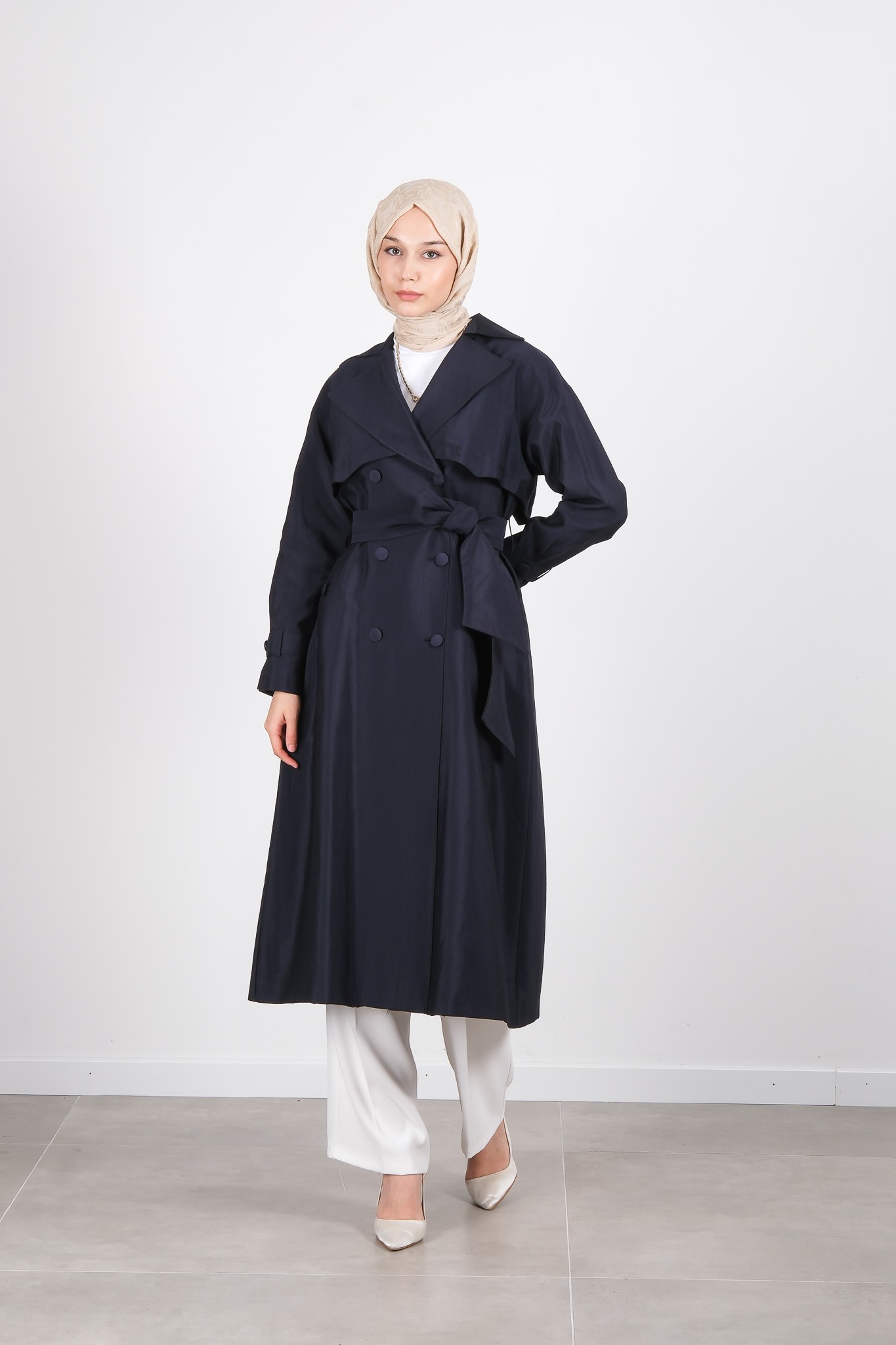 W-26-877 MASSİMO DONNA TRENÇKOT - Lacivert
